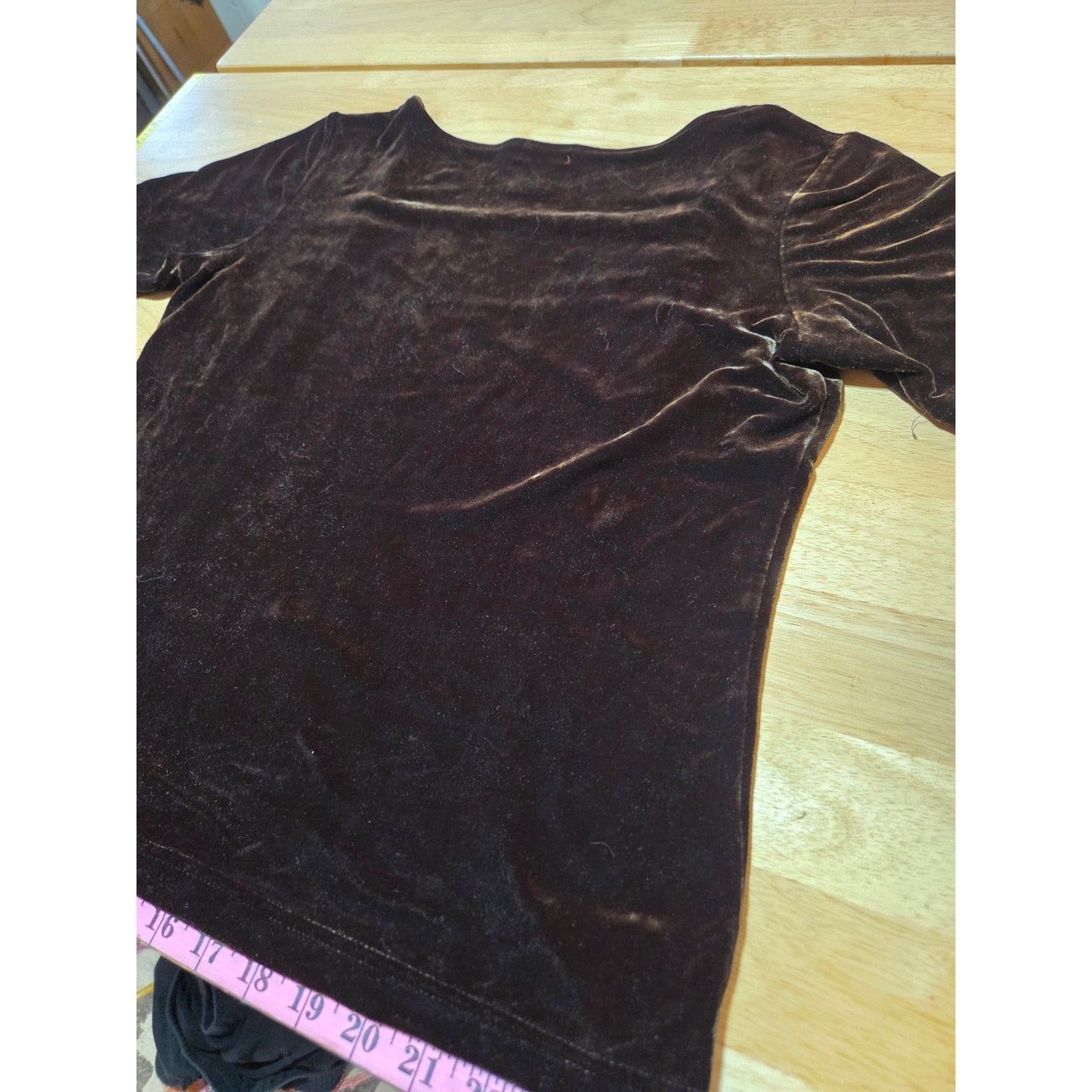 Nordstrom Intimates Brown velvet cap sleeve blouse large 19" p2p