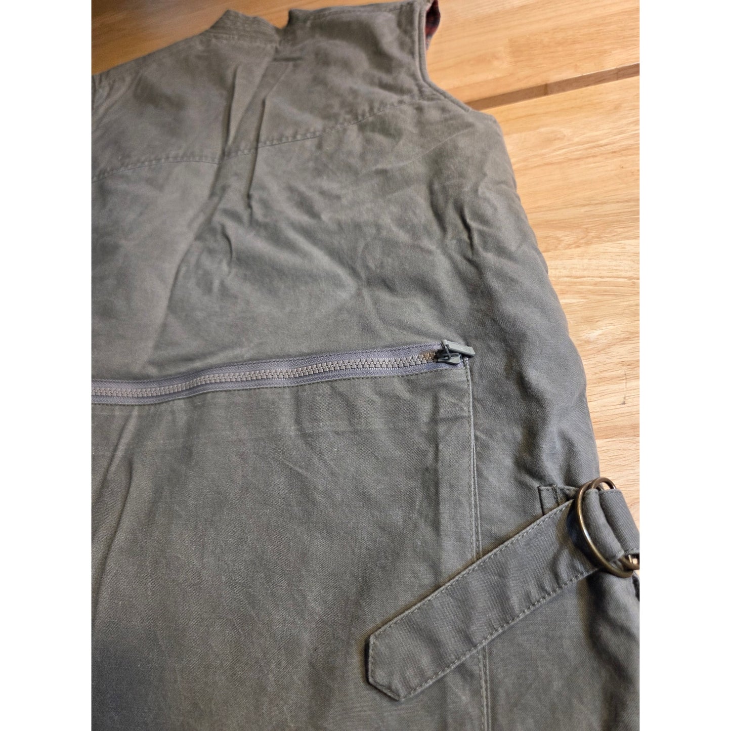 L. L. Bean Vintage Flannel Lined Army Green Hunting Vest 100% Cotton SZ Medium