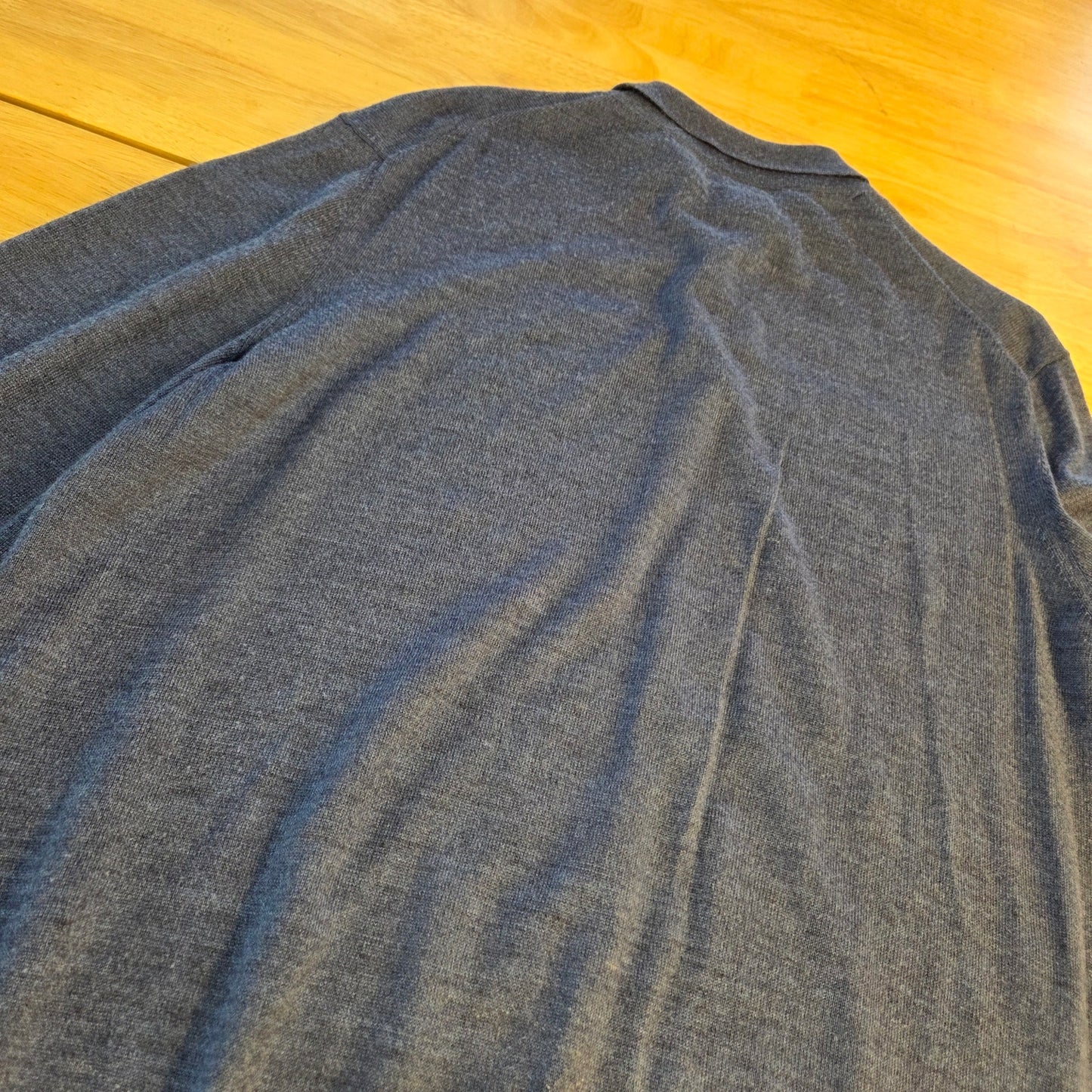 Neiman Marcus blue wool blend 3/4 button pullover sweater tight knit large