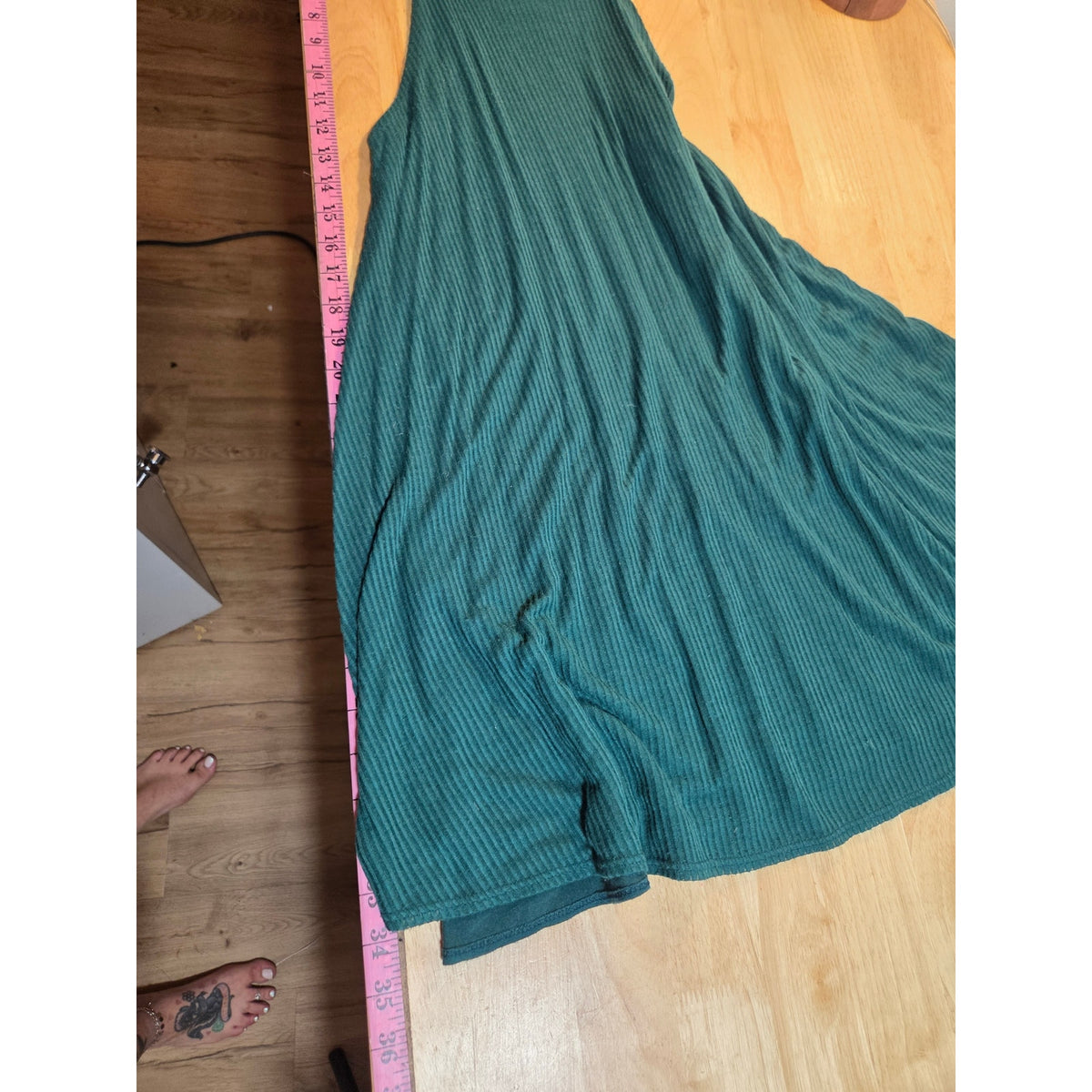 Silence + Noise emerald green sleeveless A-line jersey knit ribbed dress medium