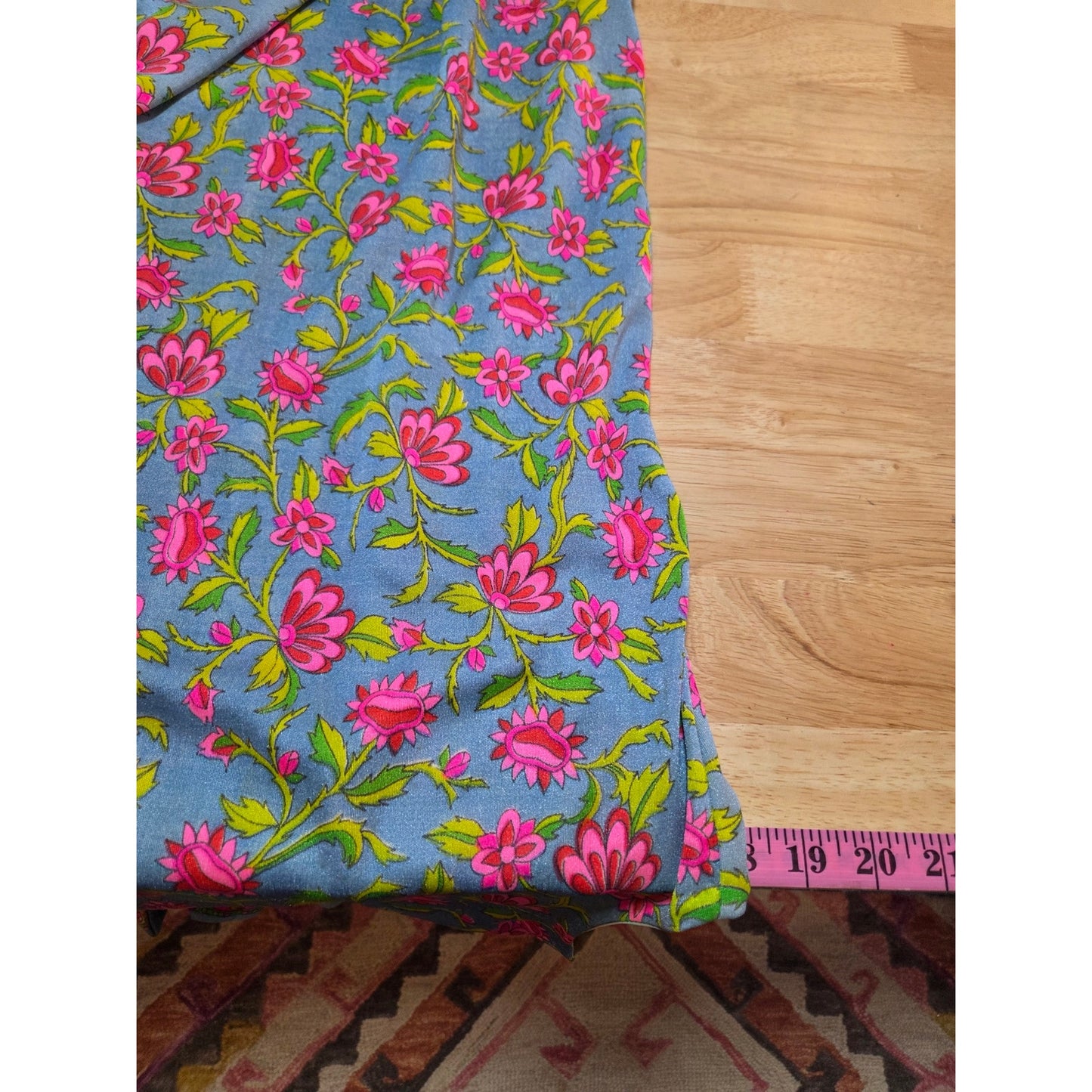 Vintage Chinese Style Hand Finished Neon Pink Blue Floral Sleeveless Maxi Dress