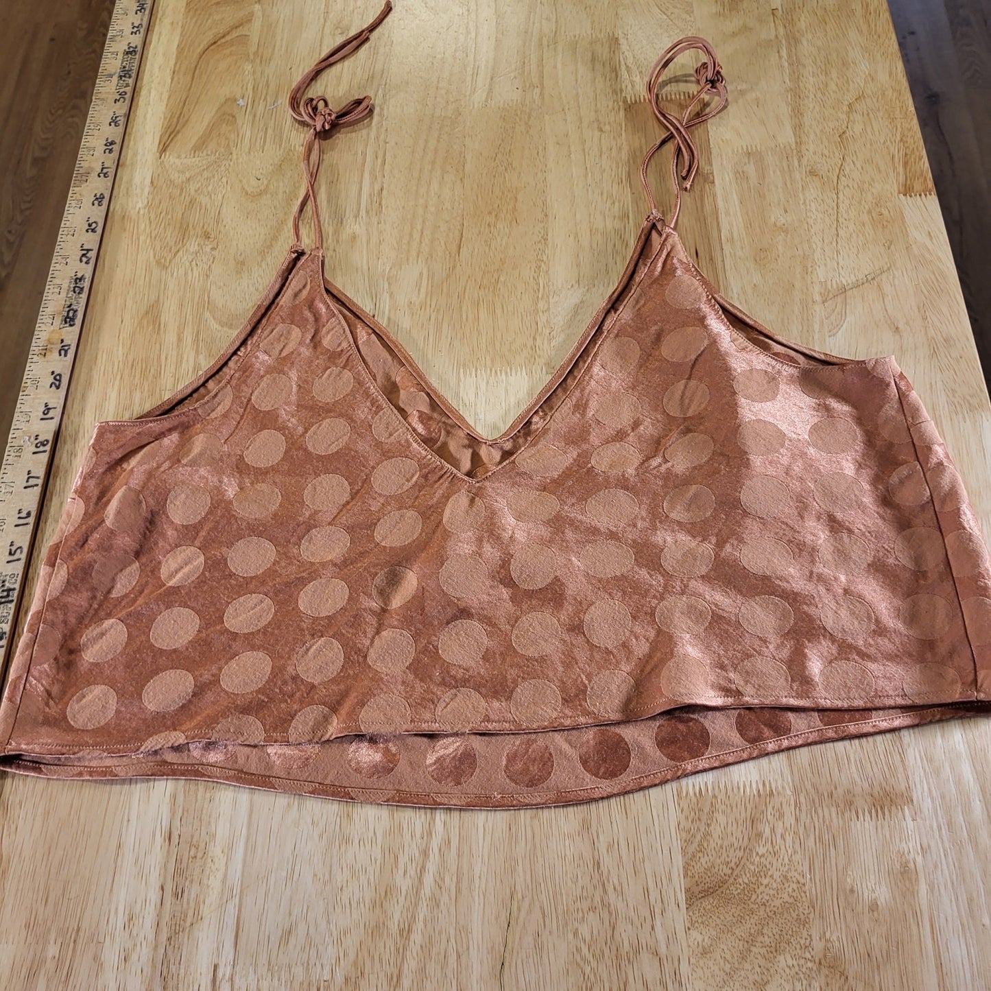 Victoria Secret Burnt Orange Cropped Polka Dot Satin Camisole sz XL