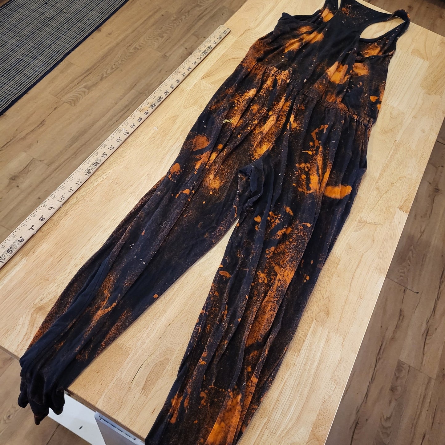 Aerie size small racerback tank jumpsuit bleach dyed black and orange Jersey