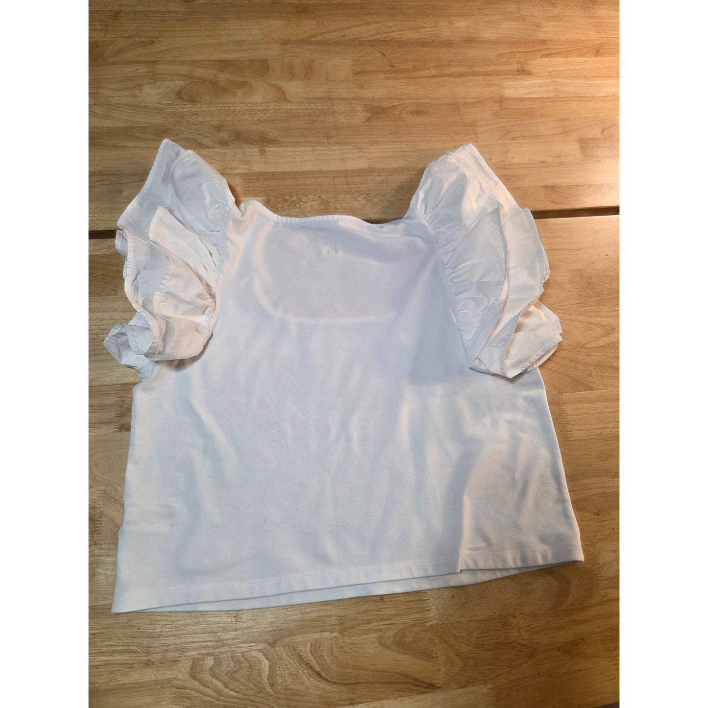 A new day white jersey knit shirt puff sleeve stretch t-shirt large
