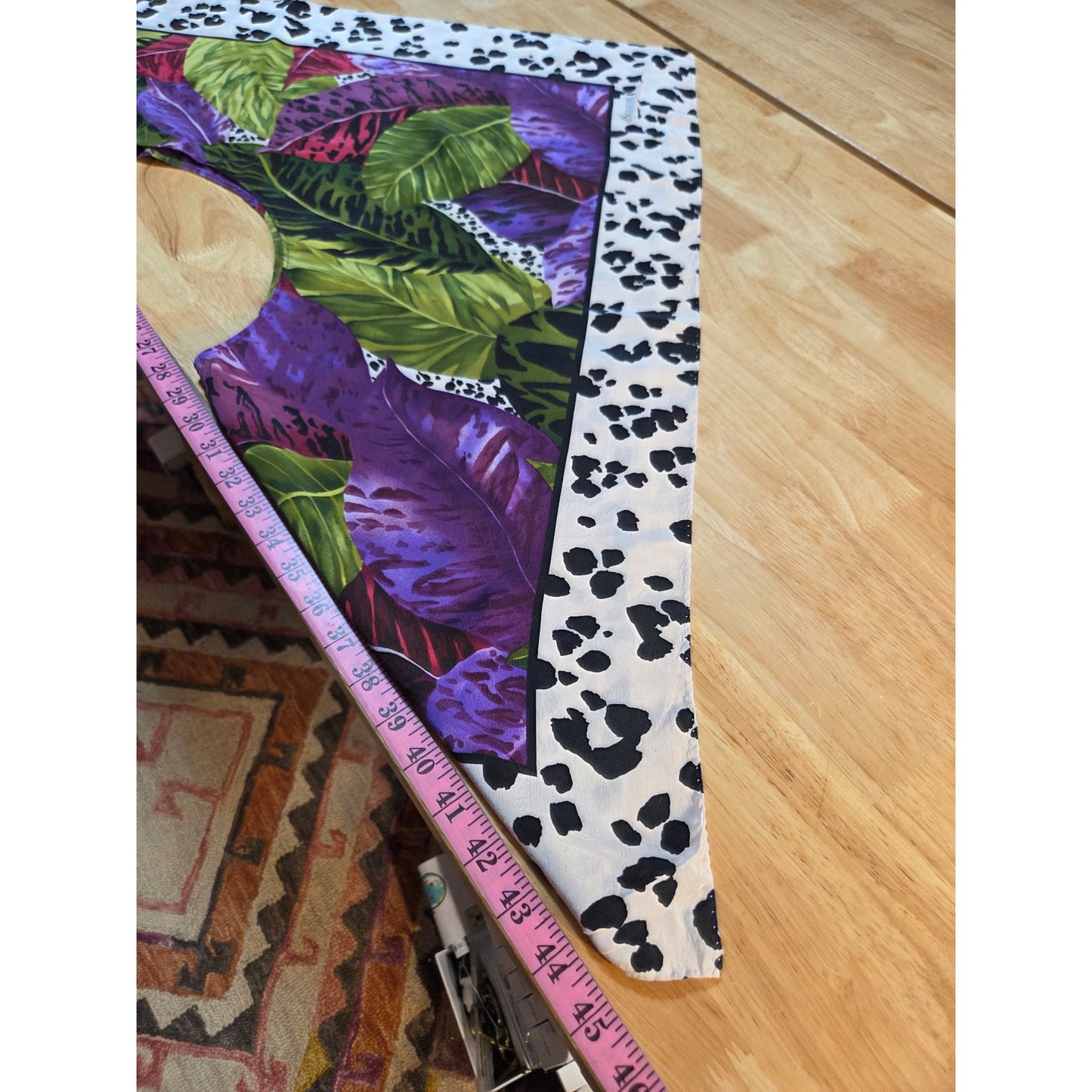 Handmade 100% silk botanical Floral animal print poncho