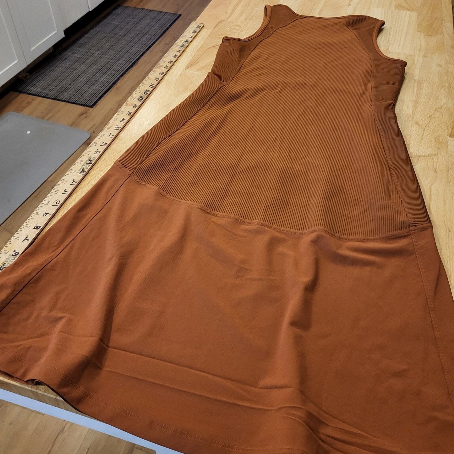 Brown Rust Ribbed Athleta Tank Dress Small 16" P2P 40" Long