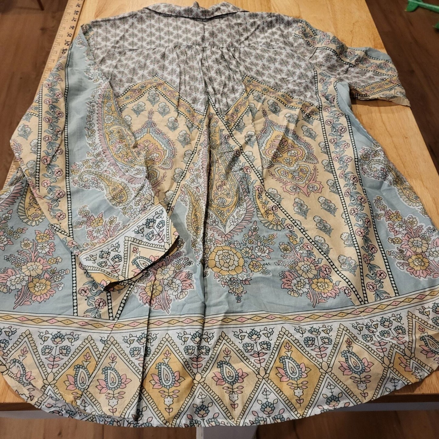 Soft Surroundings Voile Tabitha Tunic Blouse Paisley Petite Medium Collared