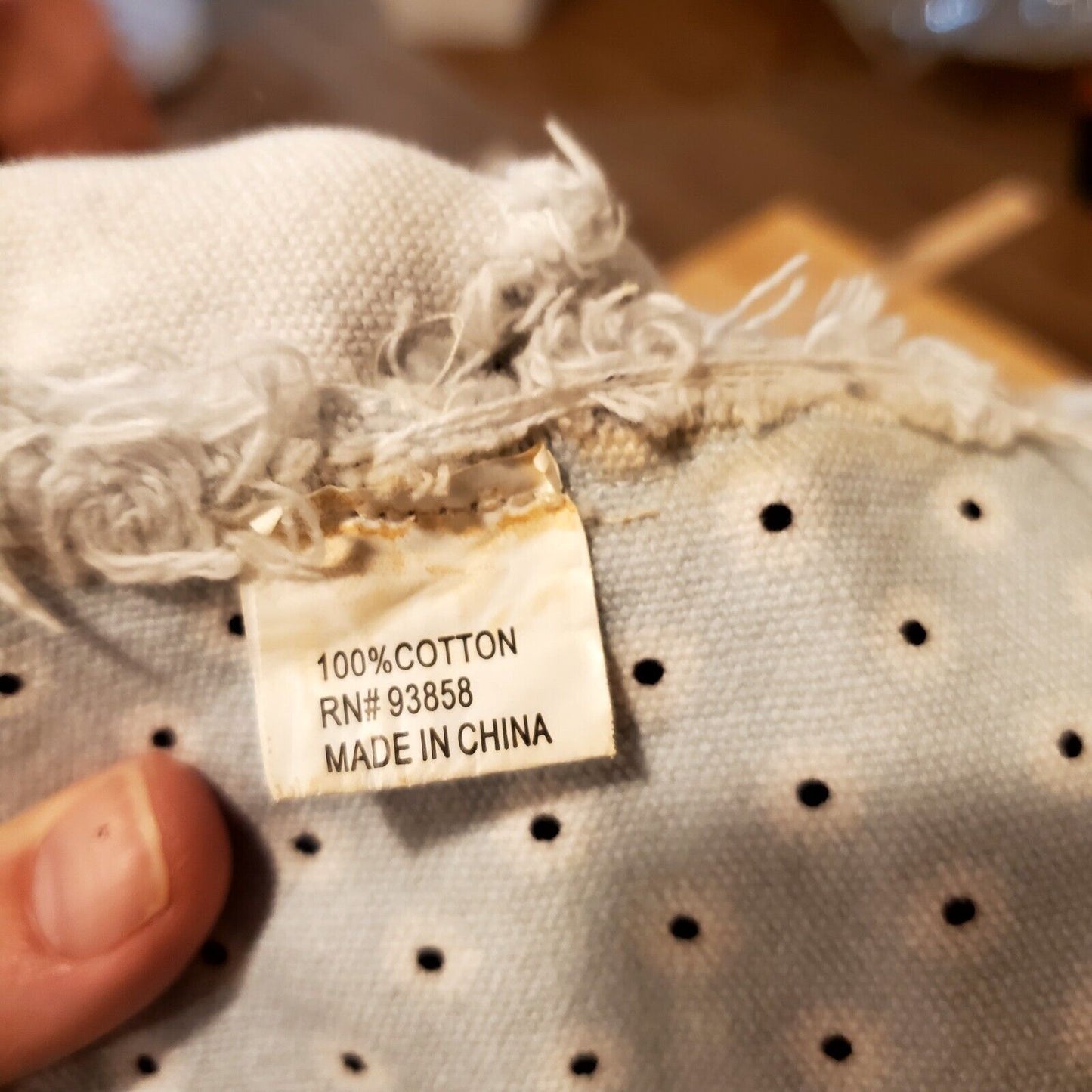 100% Cotton Blue Polkadot Bucket Hat Frayed Edge