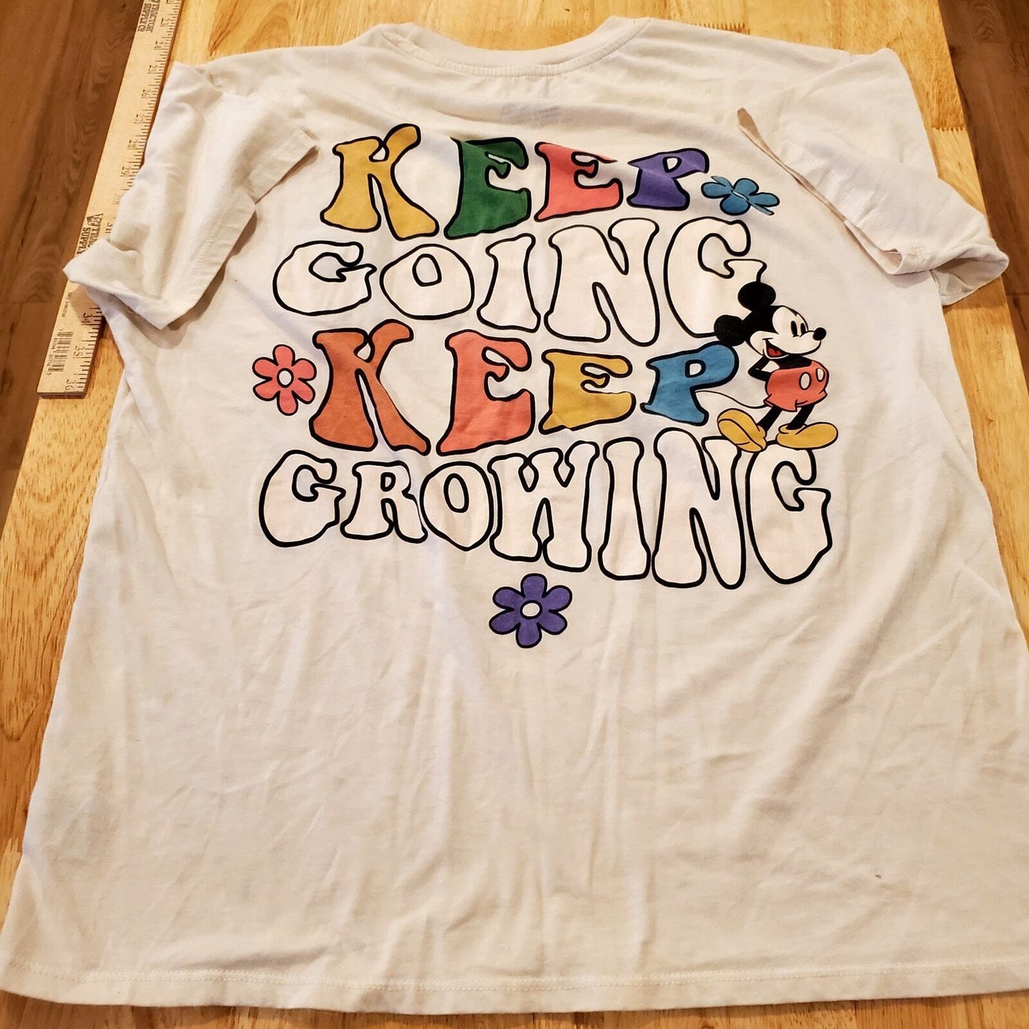 Disney Mickey Mouse Tee Cotton Blend L Keep Growing Keep Going