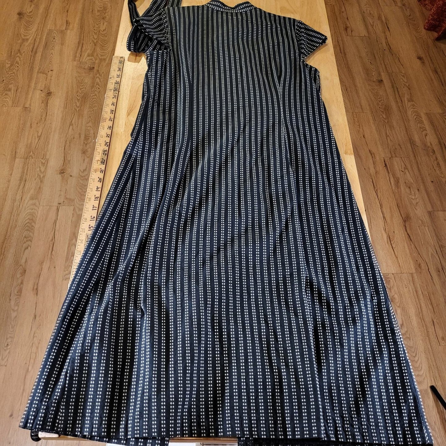Charter Club Blue Striped Dot Button Shirt Dress Cap Sleeve Mandarin Collar 14