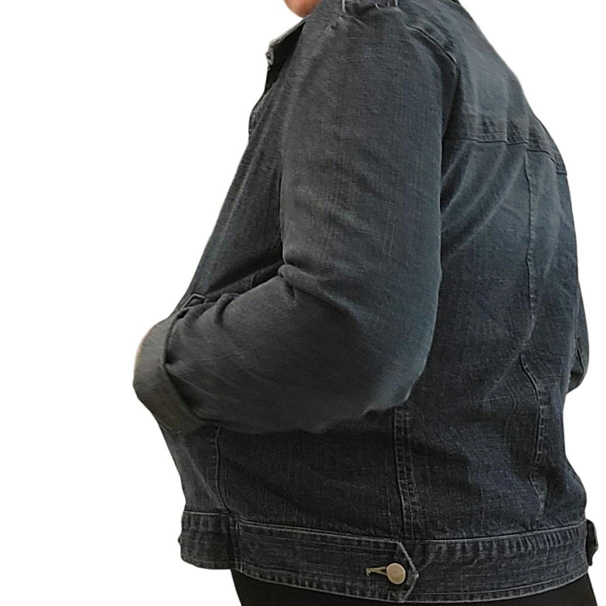 Kenzis Size 6 Denim Jacket Pockets zip Stretch 18" pit to pit