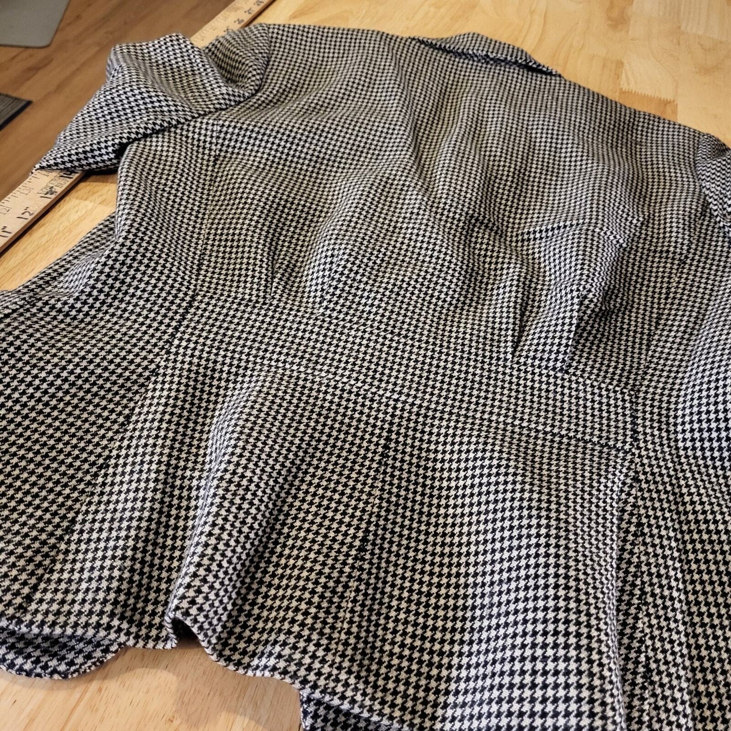 Lauren Ralph Lauren 100% Wool Brown Houndstooth Riding Jacket Pockets 8