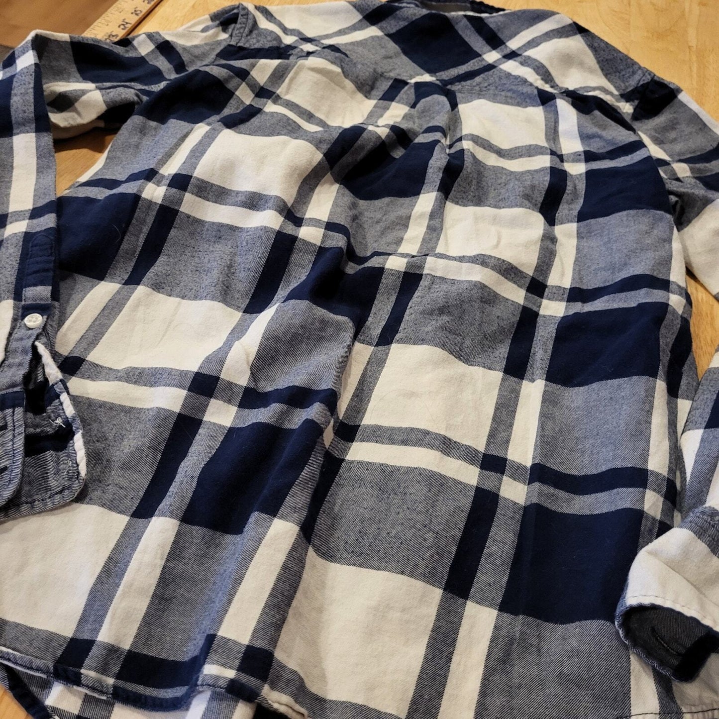 J. Crew Boy Fit Blue & White Flannel 19" P2P 23" Long Small