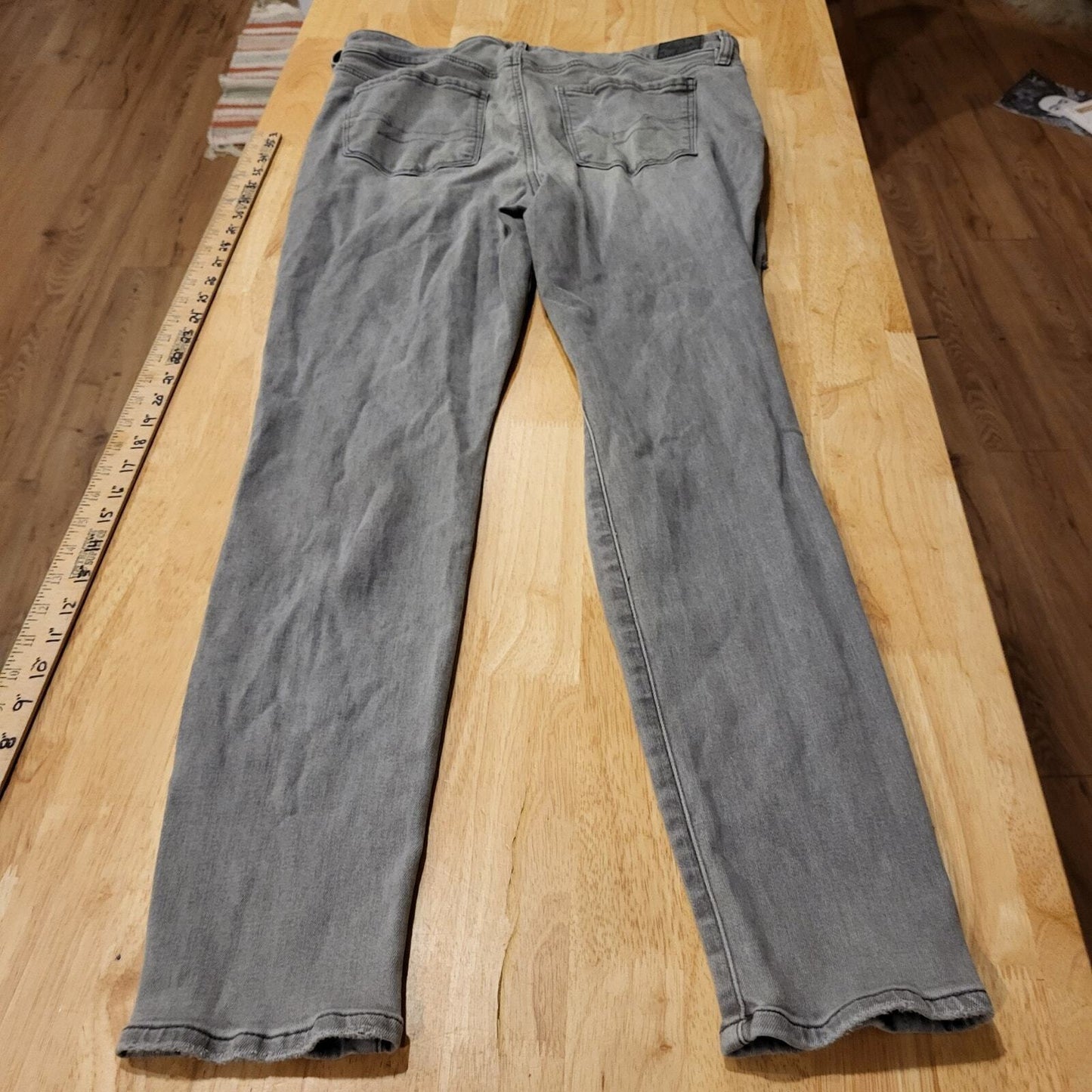 American Eagle Gray High Rise Jeggings 12 Long Distressed 41" Long