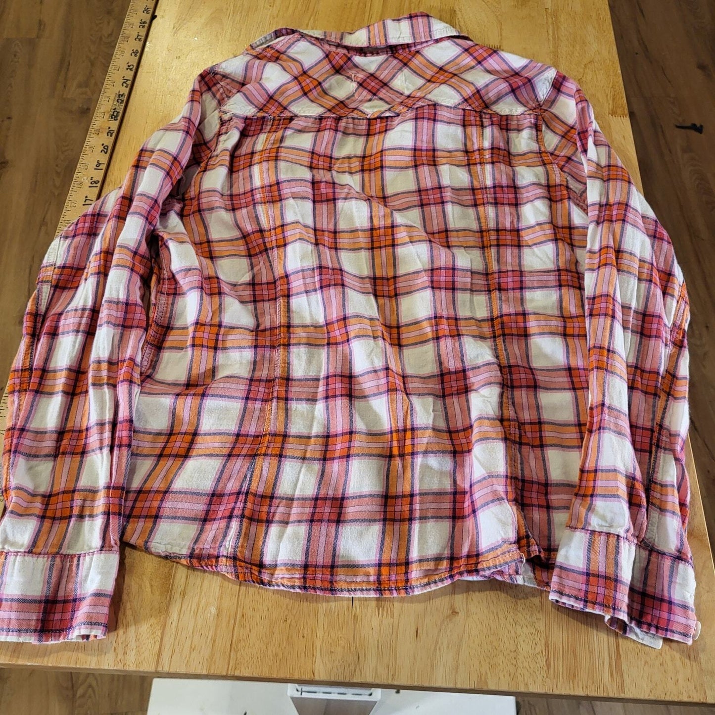 Aeropostale Pink Plaid Flannel Button Down Collared Shirt XL 20" P2P