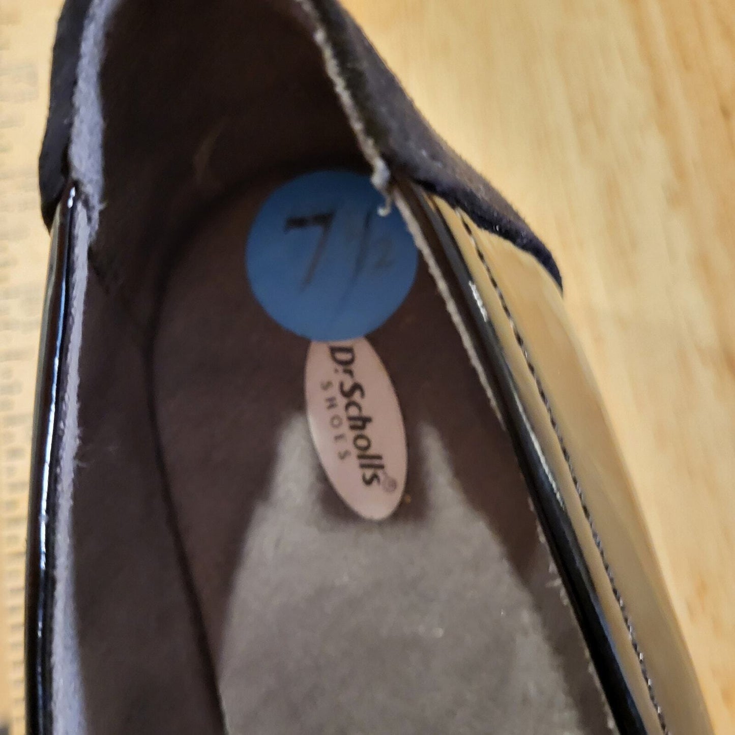 Dr. Scholl's Suede Patten Leather Size 7.5 Black Comfort