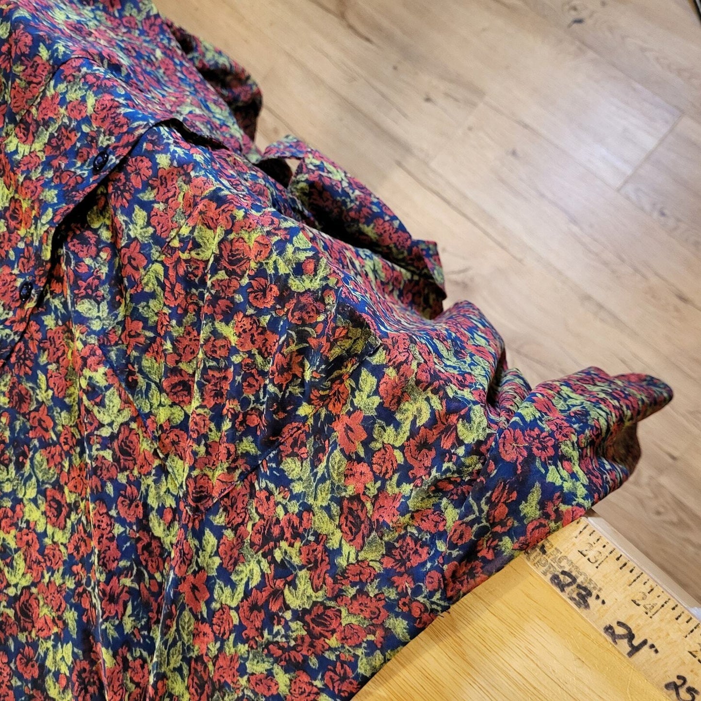 Free People Burgundy Floral Button Down Collared Shirt Small