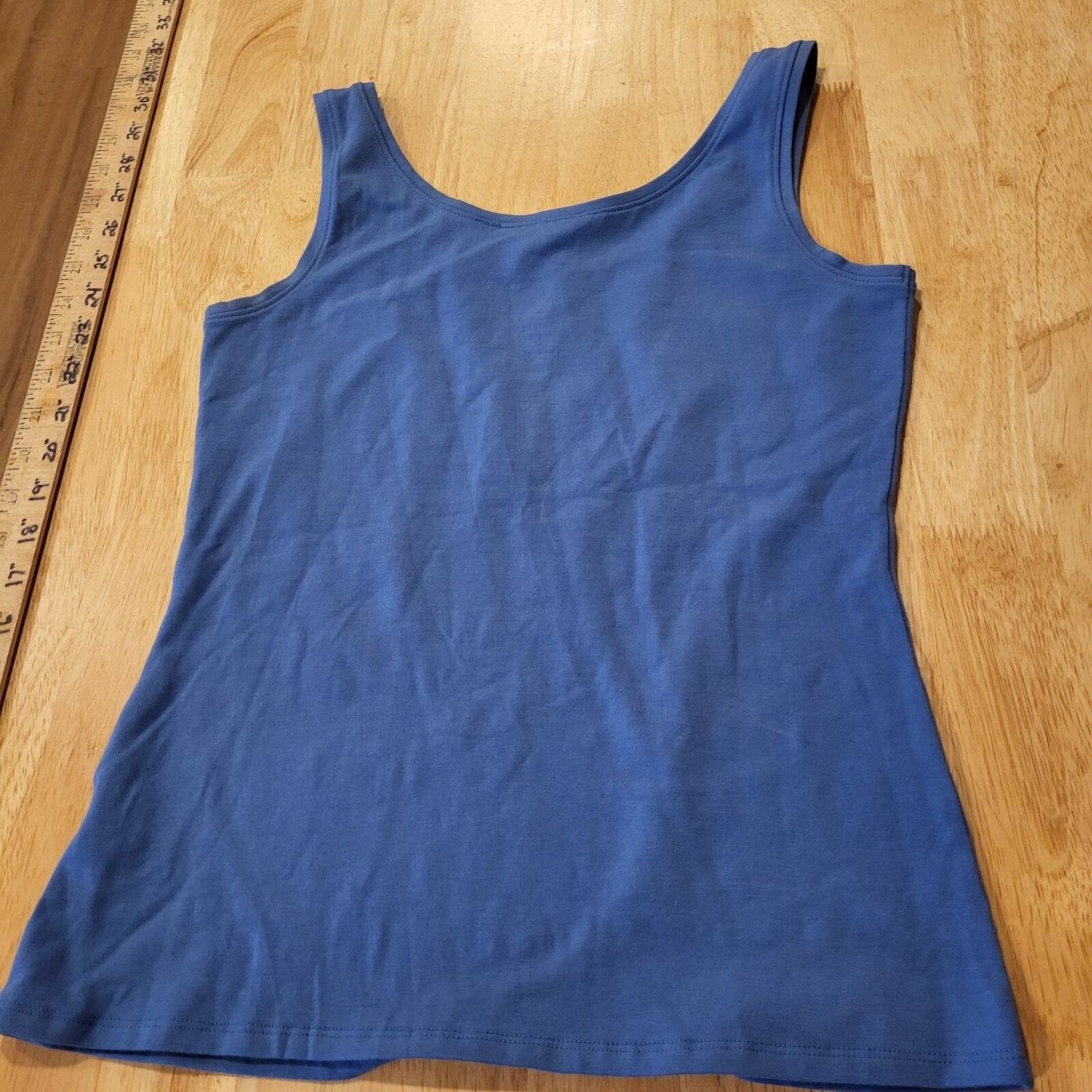 Nic+Zoe Blue Cotton Tank Top Stretch Knit cotton/spandex 14" p2p 21" long