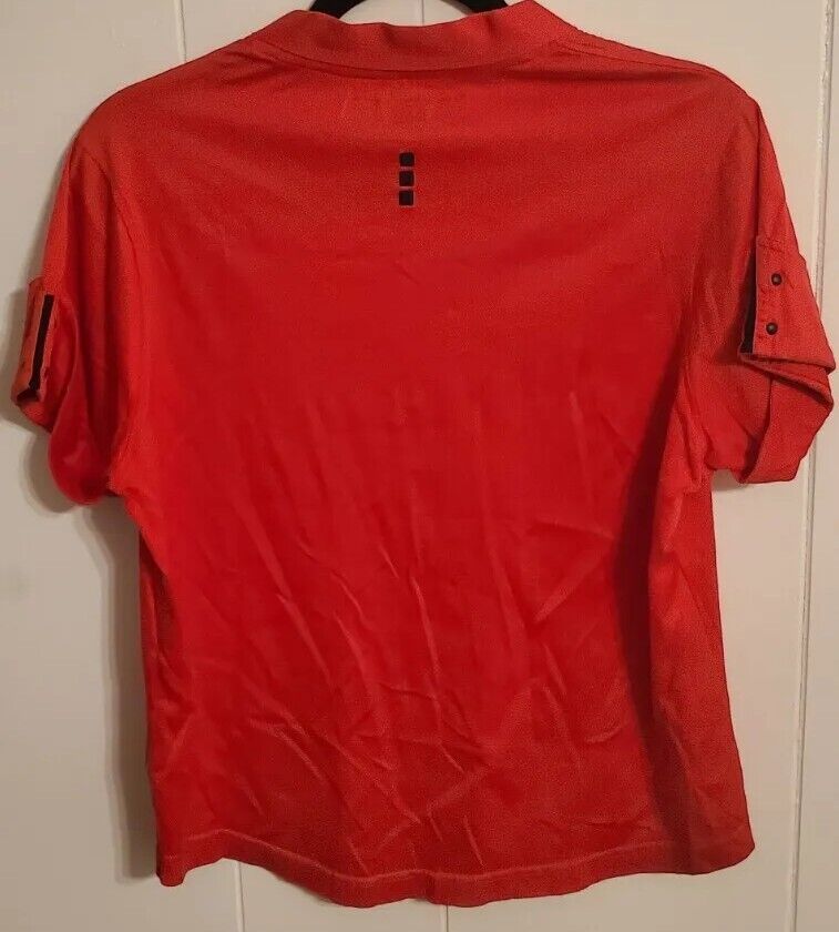 Jamie Sadock Golf Shirt Medium Red Short Sleeve Collar Detail Cuff Embellishment