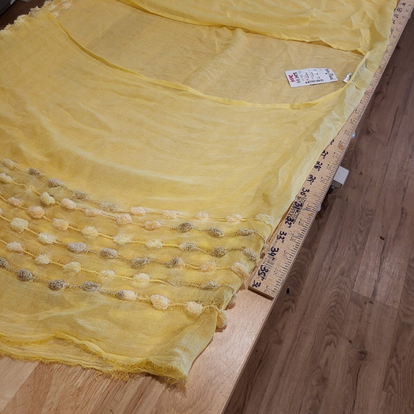 Yellow Accessory St Beach Cover Sheer Pom Pom Embellishment Viscose O/S