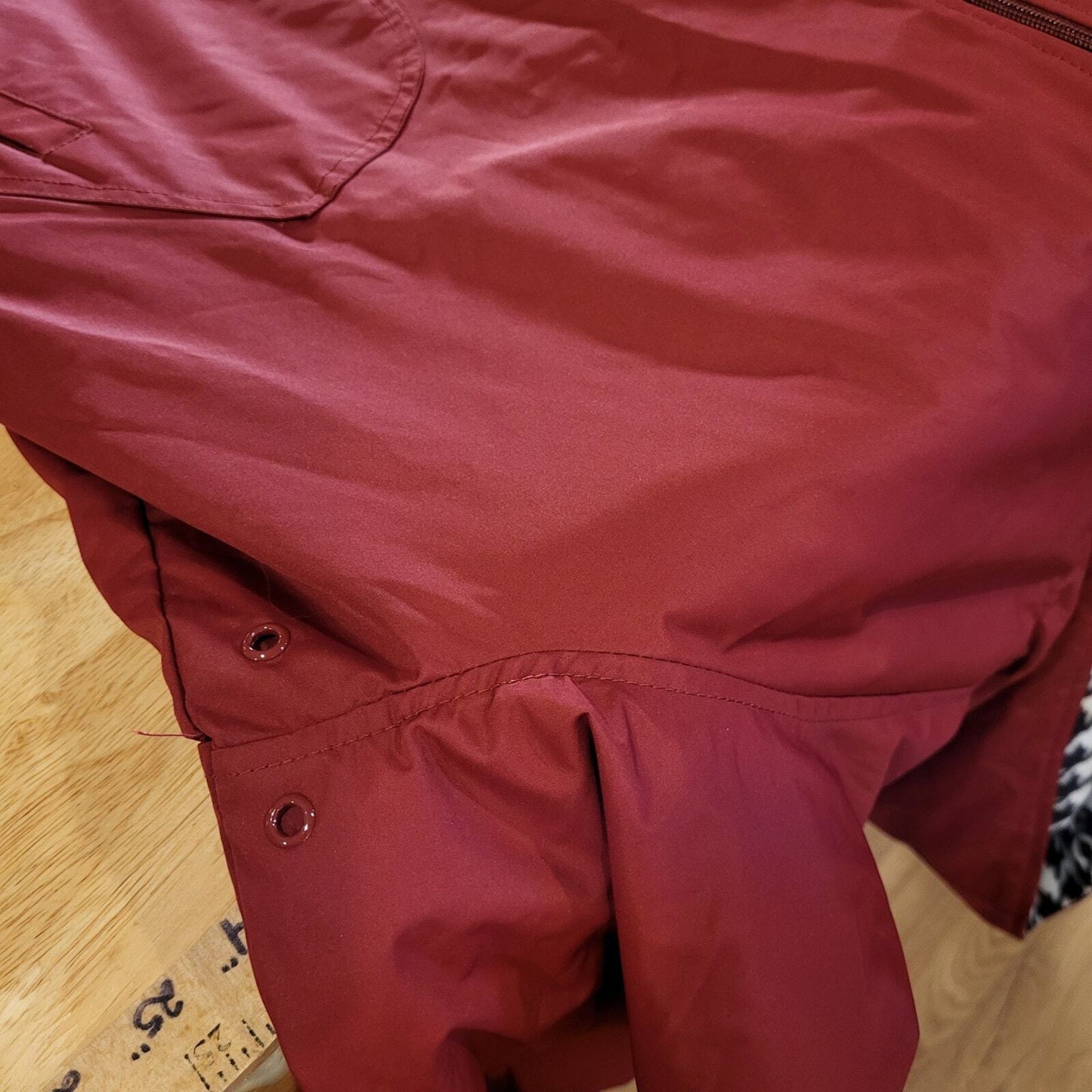 Giorgio Morandi Maroon Burgundy Fleece Reversable Houndstooth Rain Coat L