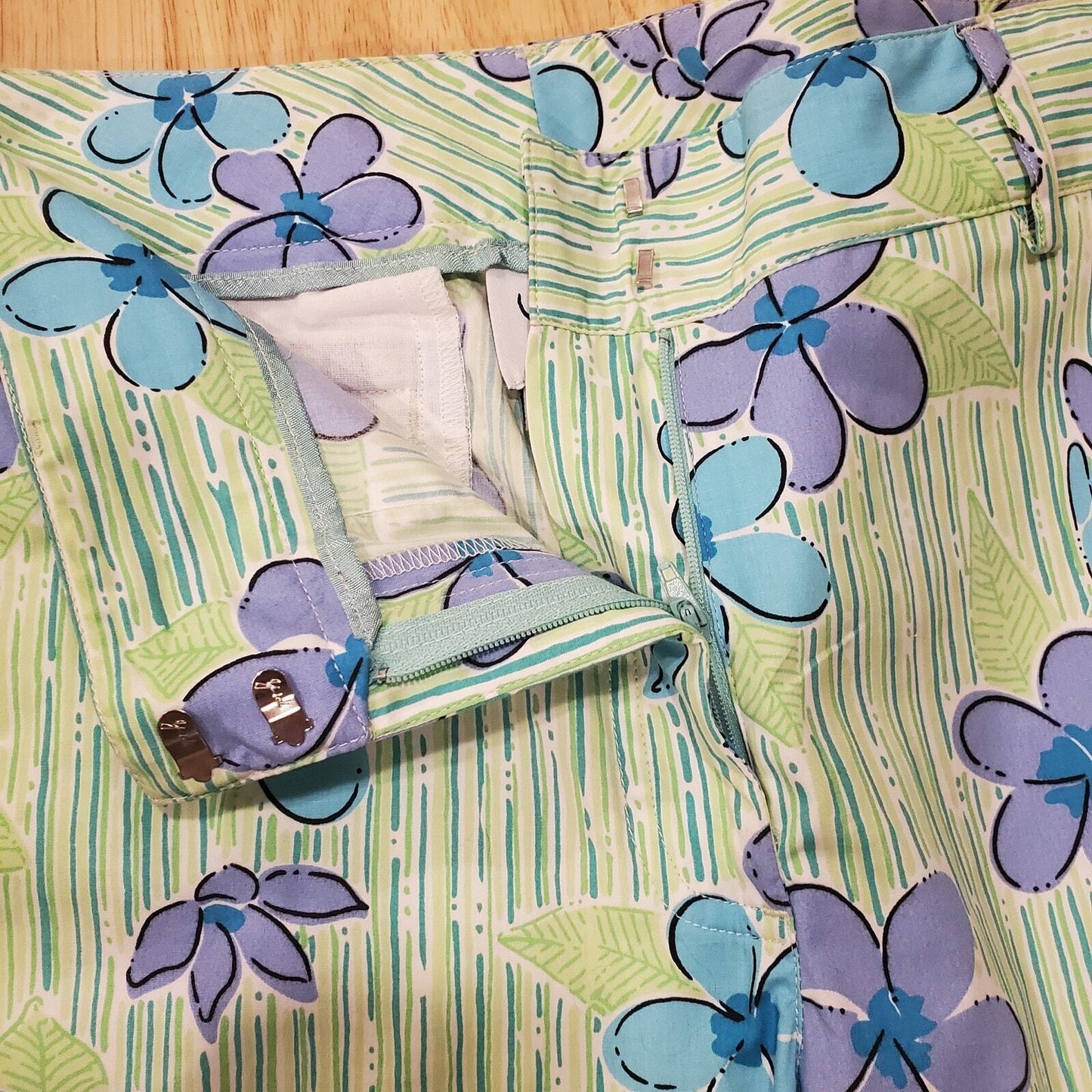 Lilly Pulitzer green striped flower pants