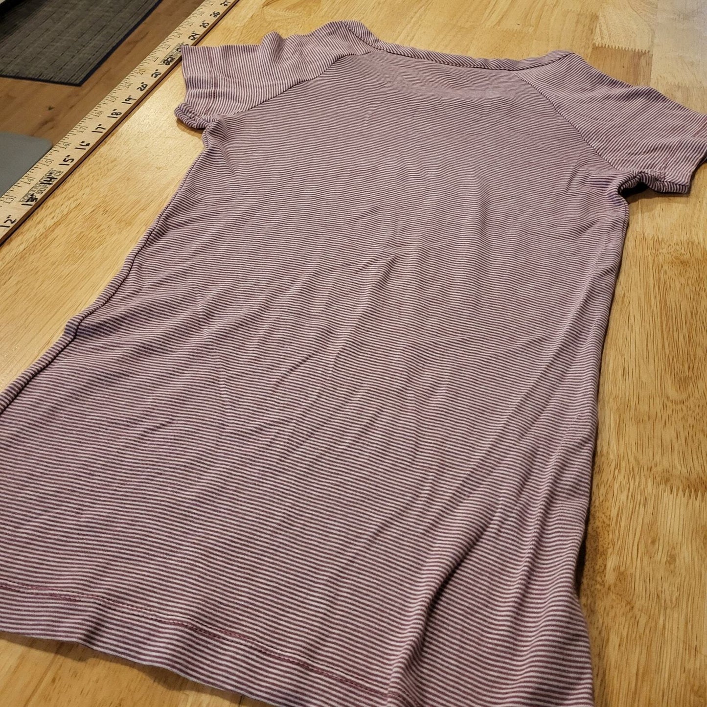 Lacoste Burgundy Short Sleeve Jersey Striped T-shirt 38
