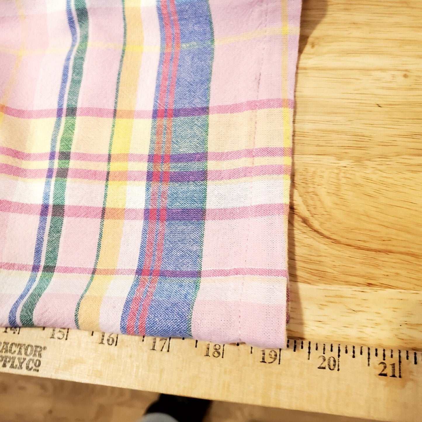 Dash Linen Baby Pink Plaid Elastic Waist Button Front Mini Skirt Tie Waist Med
