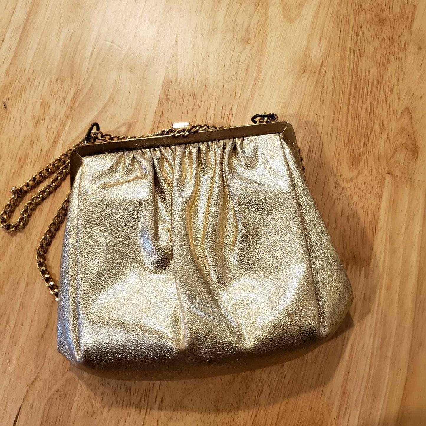 Vintage Gold Clasp Purse Chain Strap Attached Coin Purse