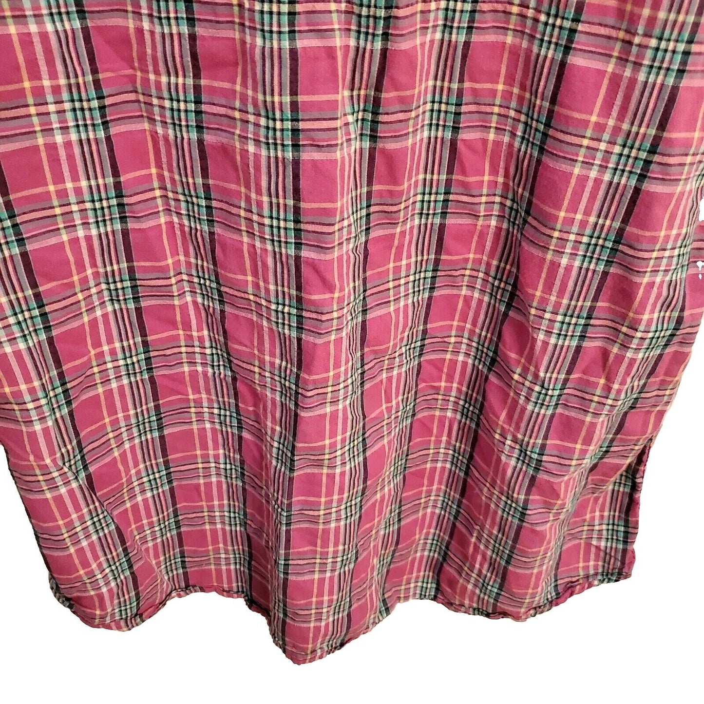 Pink vintage Y2K Plaid Express Short sleeve pearl Button Front Pocket Medium