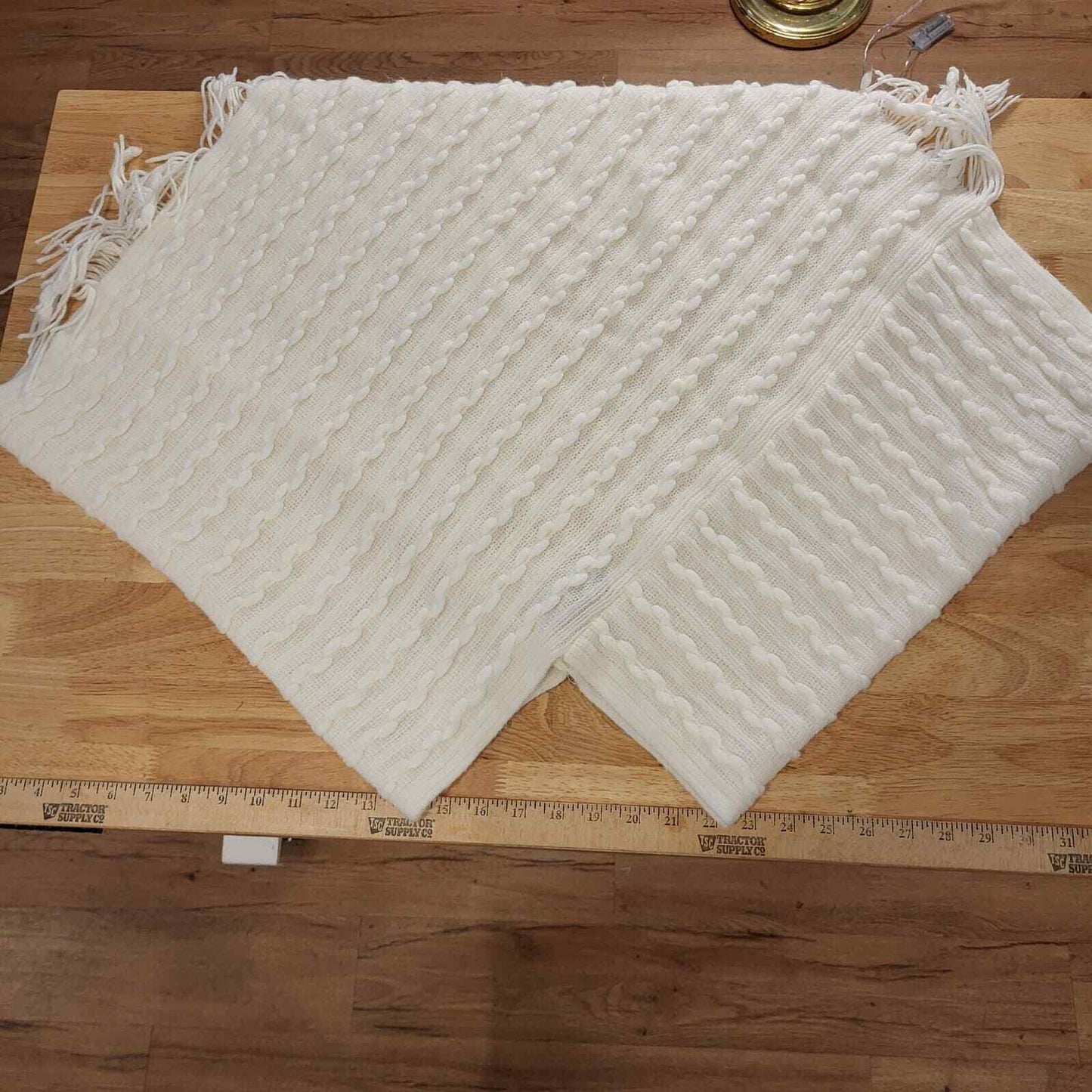 White Knit Over The Head Shawl Poncho