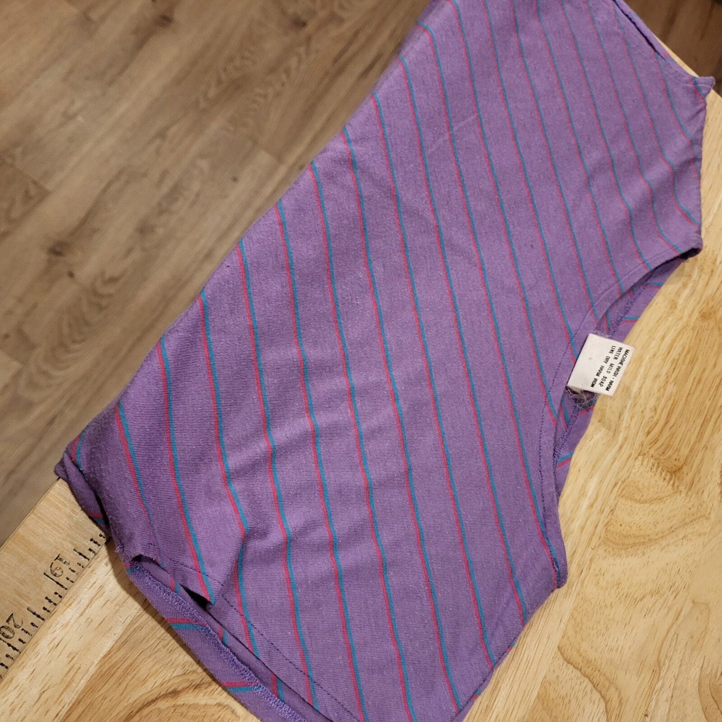 Vintage 80's Purple Off Shoulder Boat Neck Striped Flash dance Cropped Tshirt
