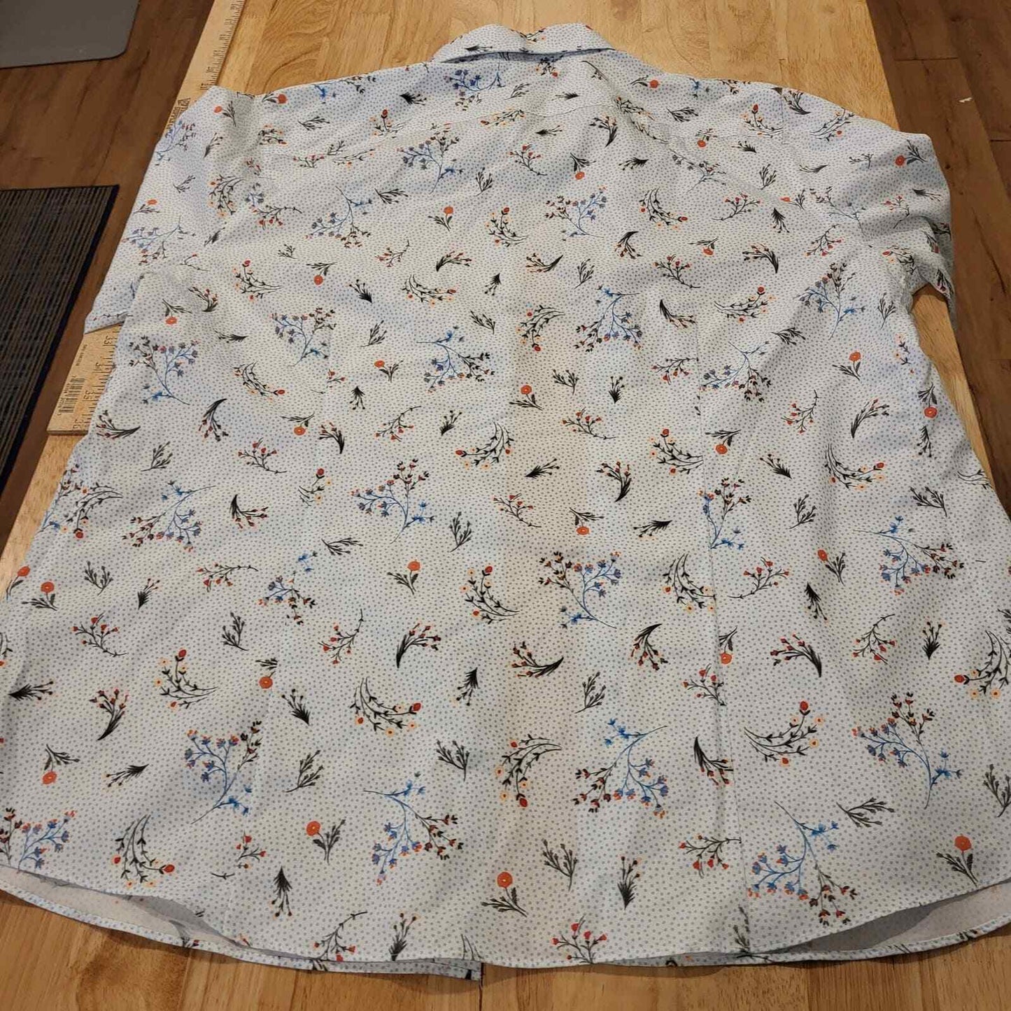 Floral Cotton Land's End Women's Button Down Collard Shirt No Iron Supima 16