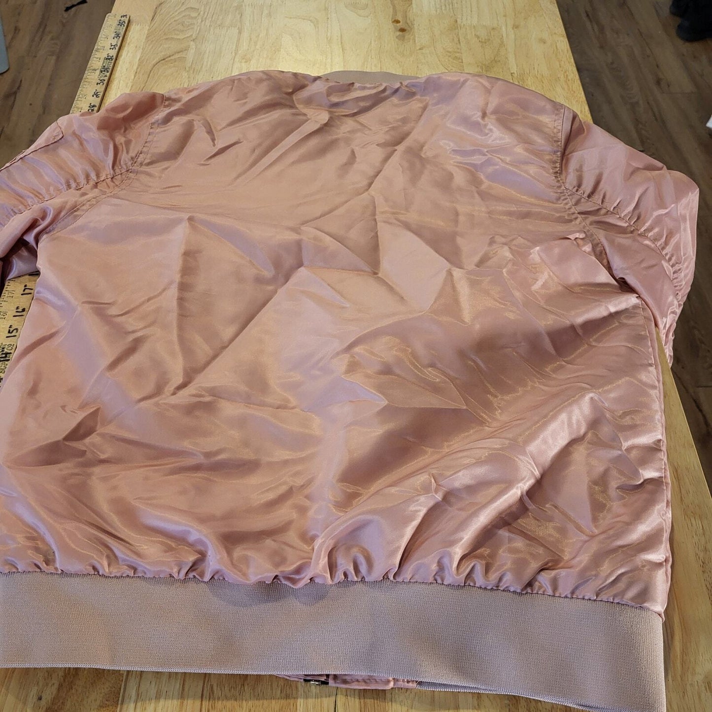Brooklyn Cloth Pink Bomber Jacket Orange Lining Medium 23" Pit to Pit