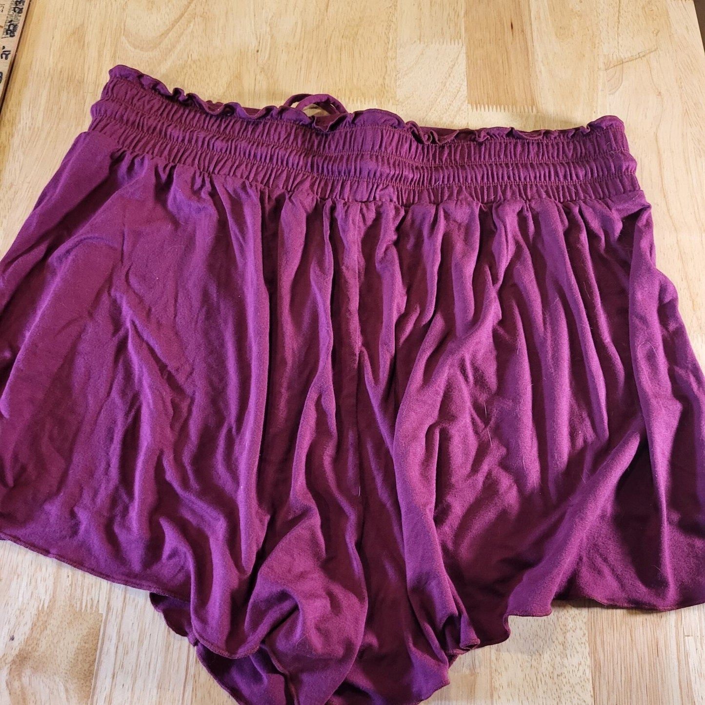 Eggplant Fluttery Wide Elastic Waist Short XL 17"-22" Stretch