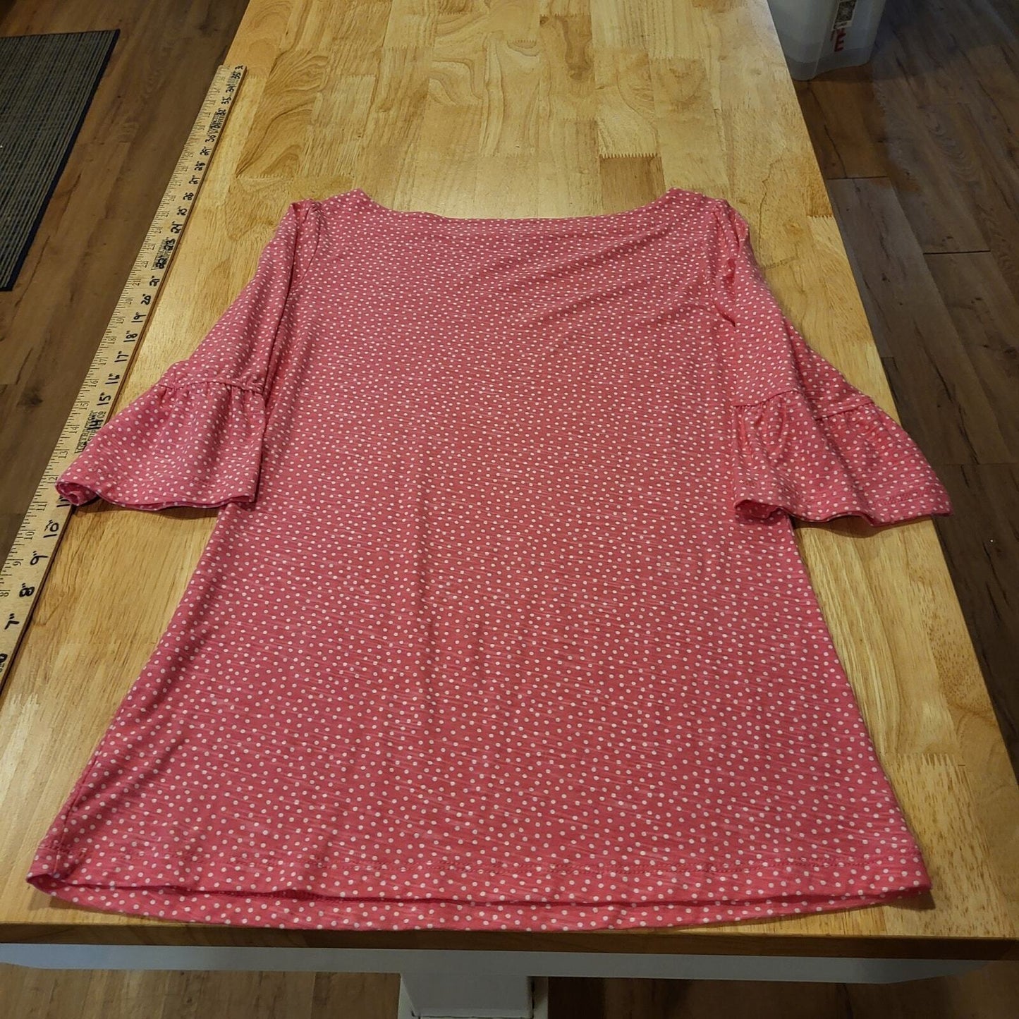Lilly Pulitzer Pink Polka Dot Jersey Top Ruffle Sleeve 17" Pit 2 Pit