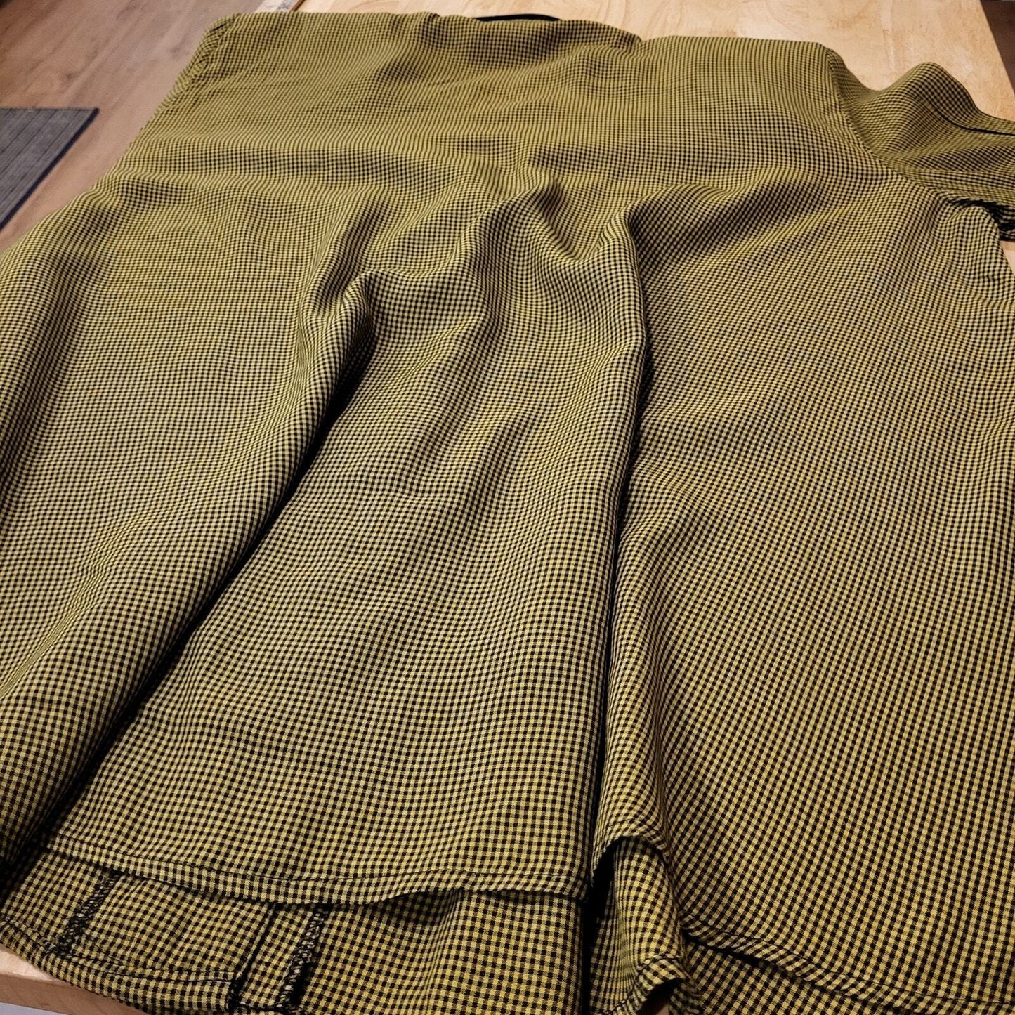 Vintage Cftc Studio Black and Yellow/green Check A-line Button Down Collared Top
