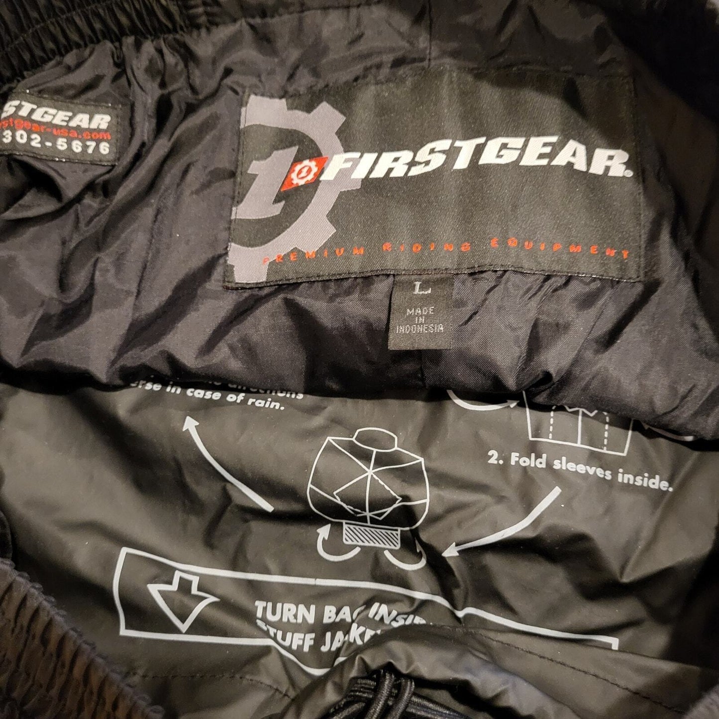 FirstGear Large Nylon Motorcycle Riding Elastic Waist Pants Packable