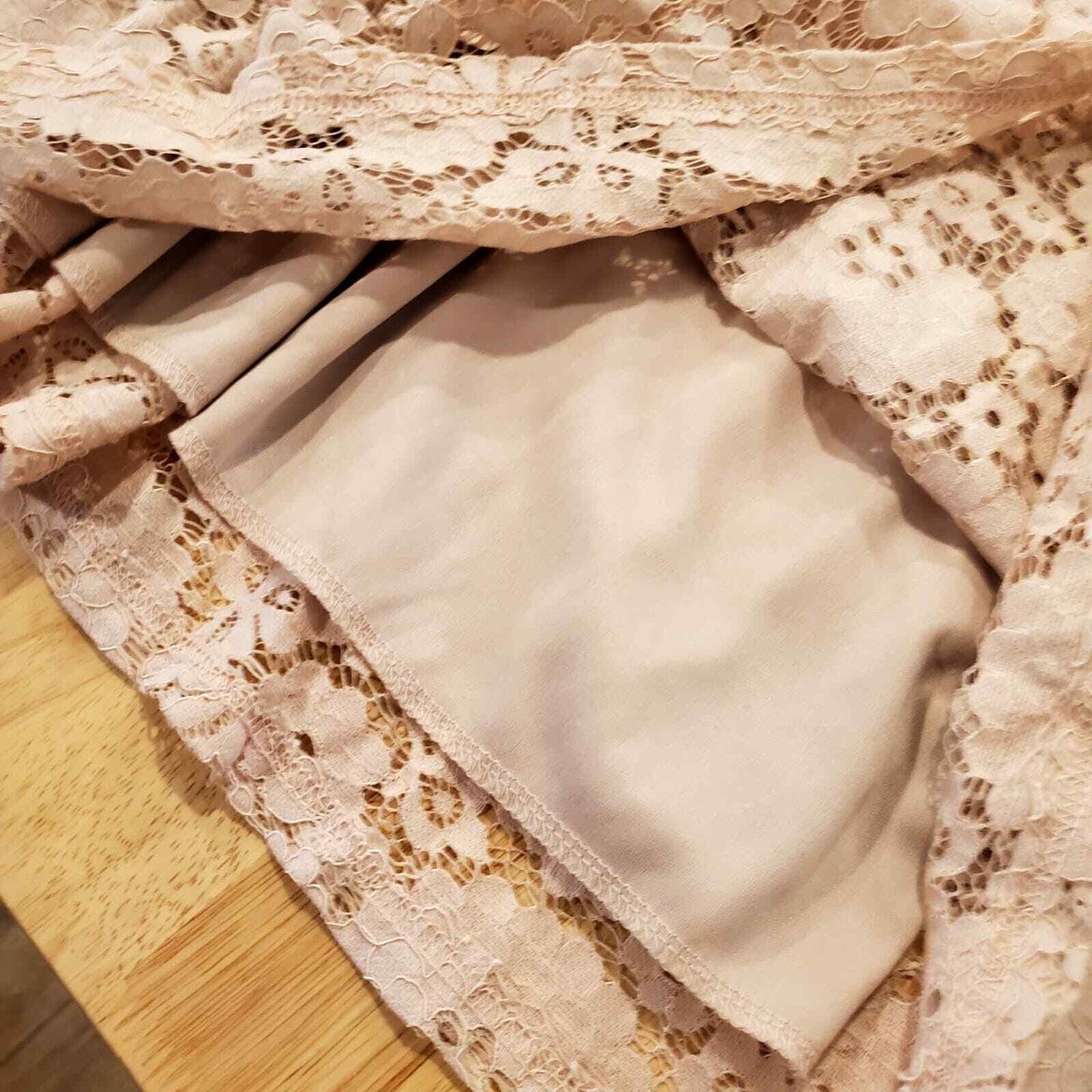 Pink Lace Balletcore 1X Elastic Waist Cotton Blend Knee Length Skirt
