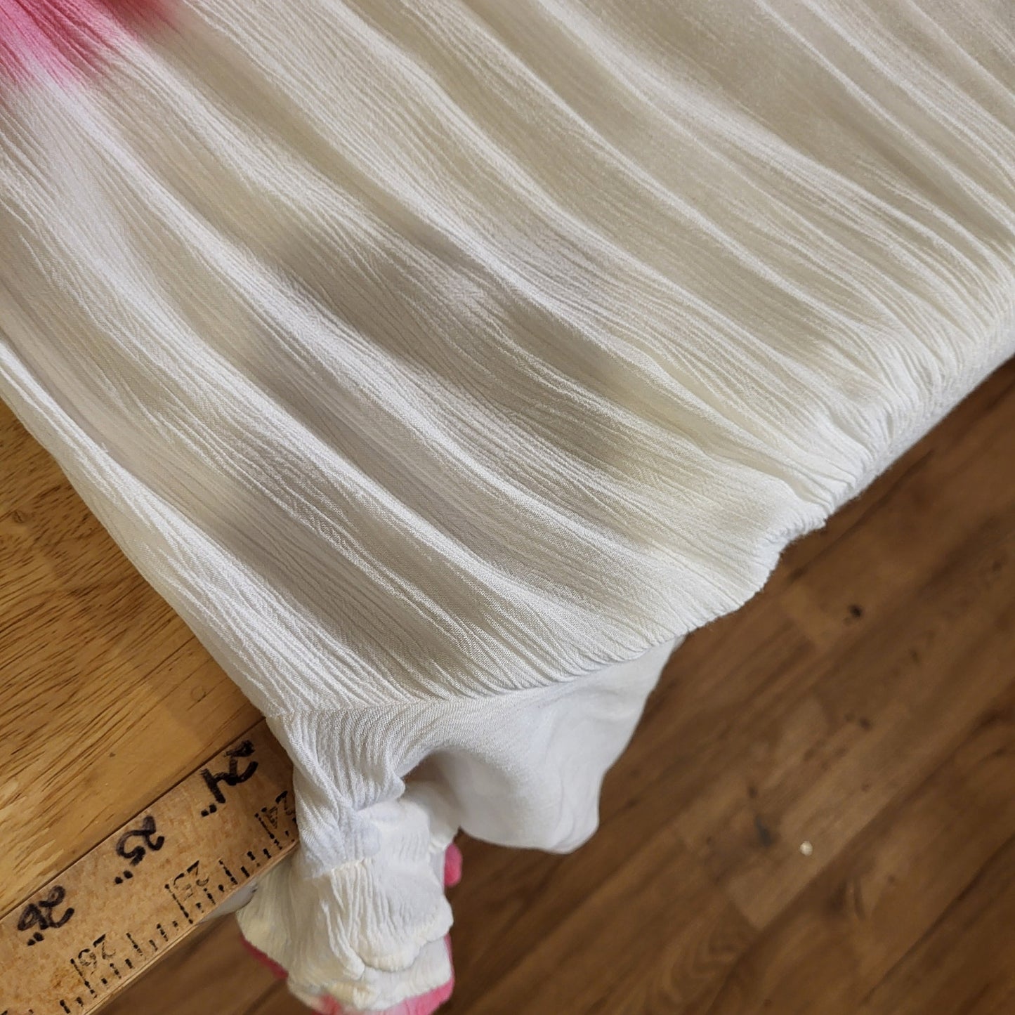 Fig & Vine White Pink Ombre Ruffle Tiered Off Shoulder Cotton Rayon XL
