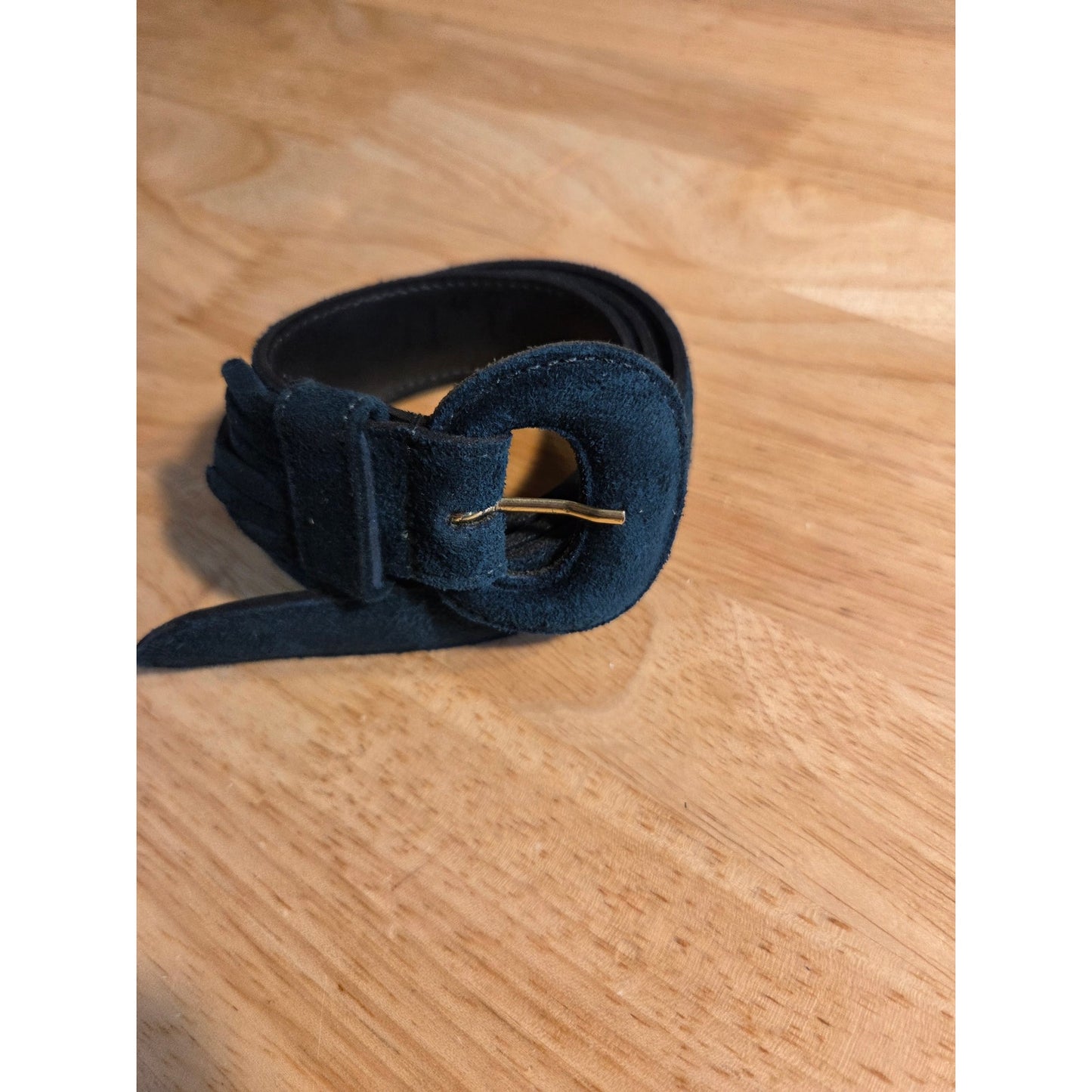 Cool Kelly Green Vintage Suede Leather Belt With Tassel on Buckle 34" Small