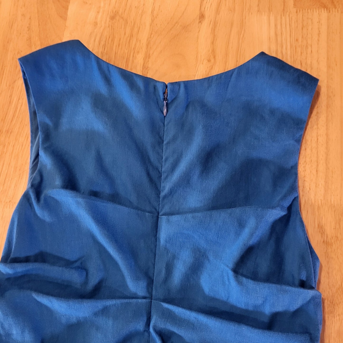 Nicole Miller Artelier Blue Backbone Gathered Sleeveless Stretch Pencil Dress 6