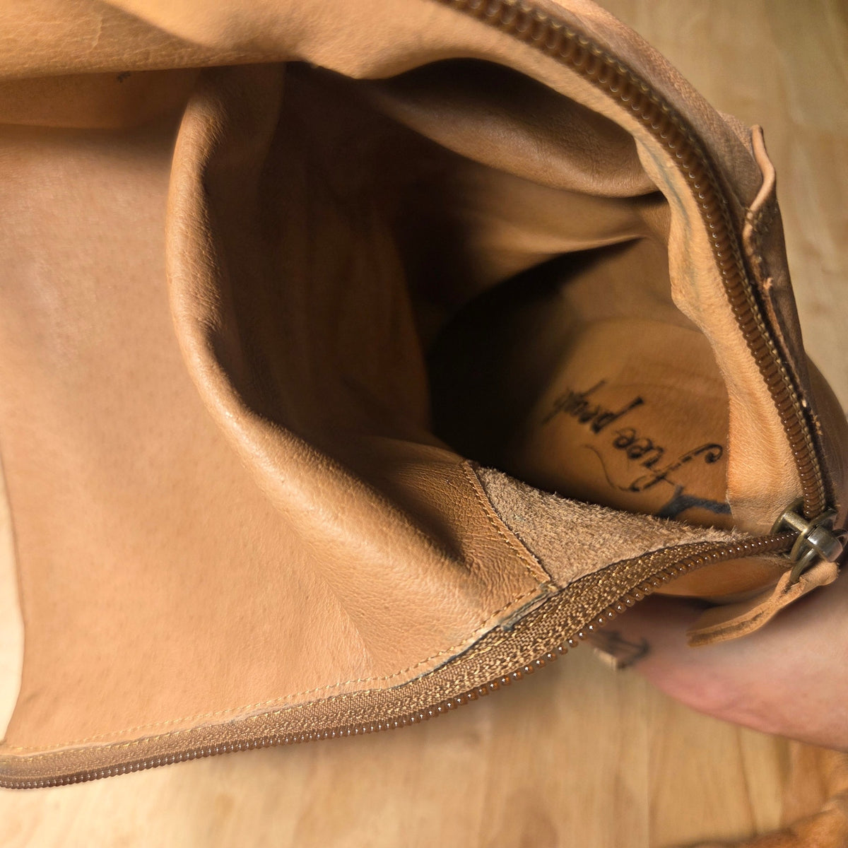 Free People camel soft leather block heel boots size 39