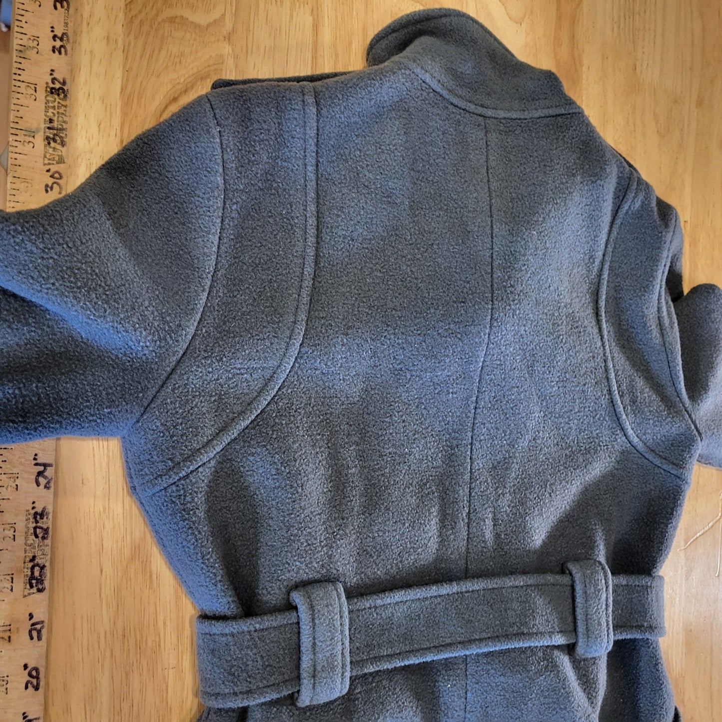 B.B. Dakota Wool Blend Mid Length Fleece Gray Pocket Epaulette (See belt wear)