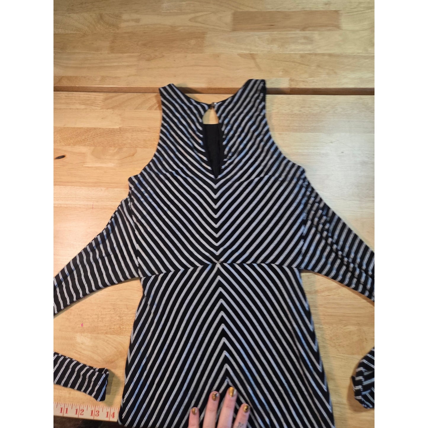 White House Black Market sleeveless jersey knit bias stripe black xxs white maxi