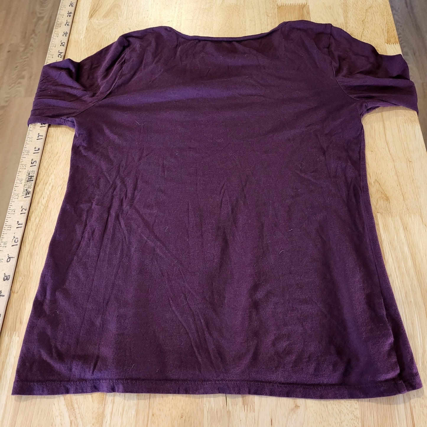 Ann Taylor Jersey Knit Eggplant Purple Embellished Rhinestone Neckline Medium