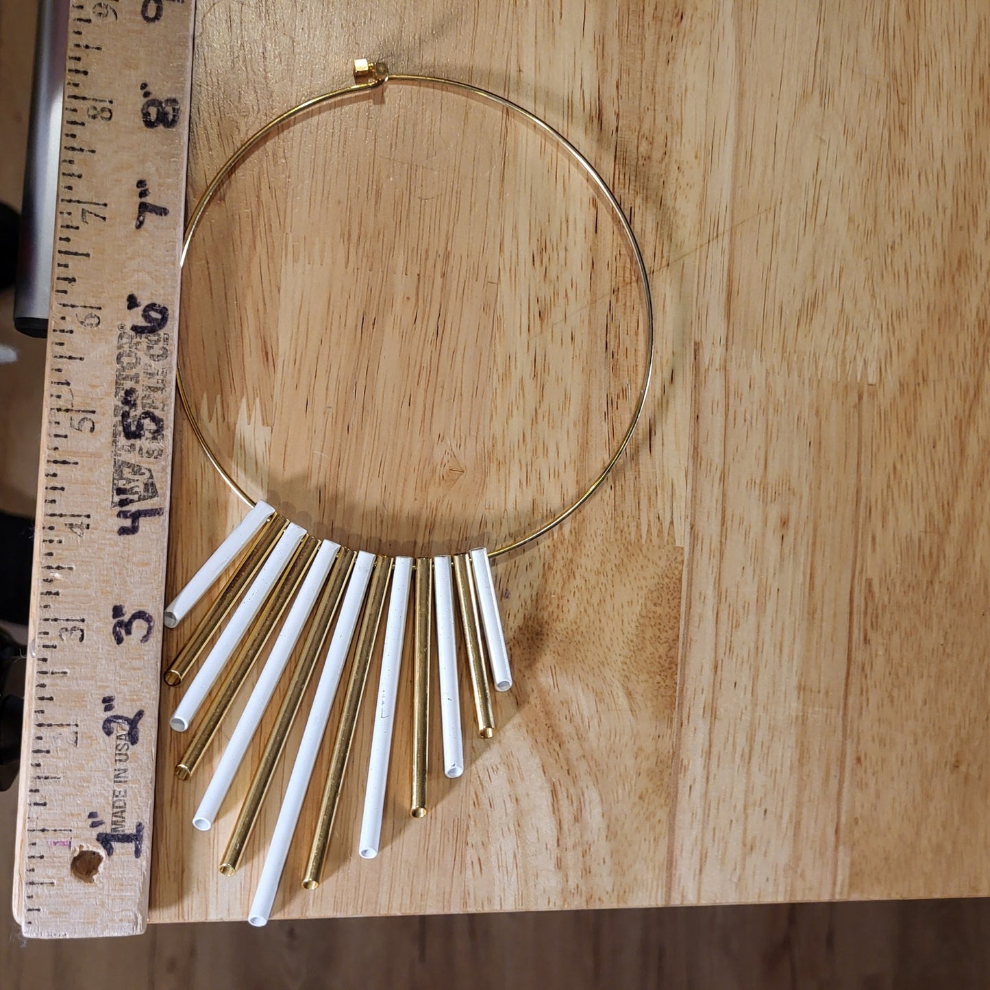Gold White Vintage Organ Necklace Choker Chest Plate