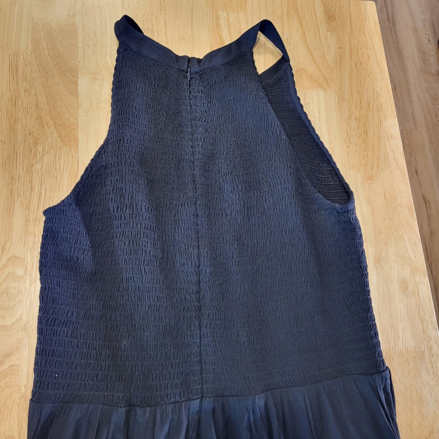 Ann Taylor Black Sheered Top Wide Leg Sleeveless Jumpsuit Size 10