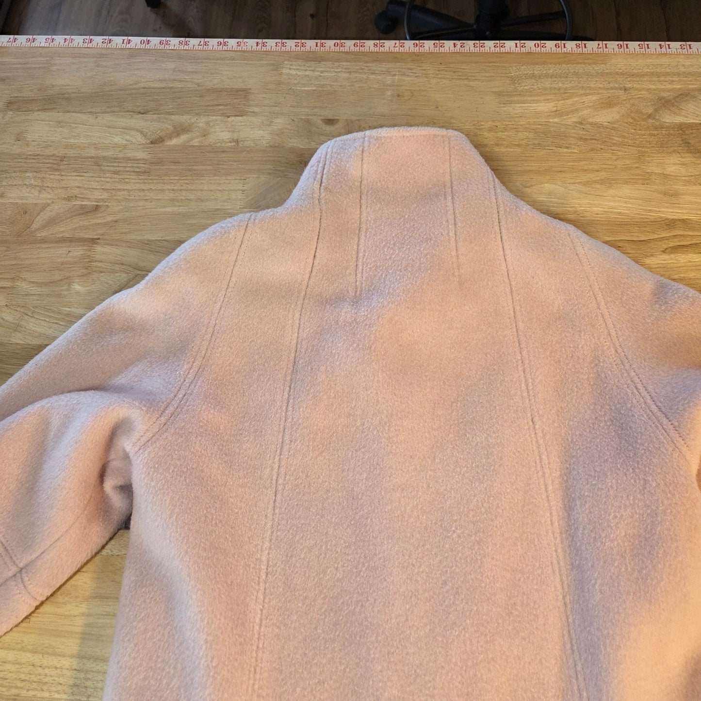 Leaventhal Kingston New York pink vintage wool midi jacket large shoulder pocket