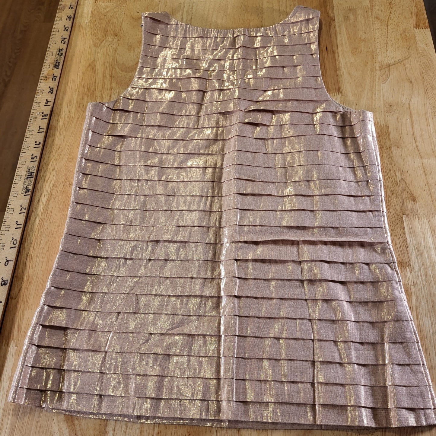 J.Crew Pink Metallic Pleated Sleeveless Tank Blouse Side Zip 17" P2P Cotton